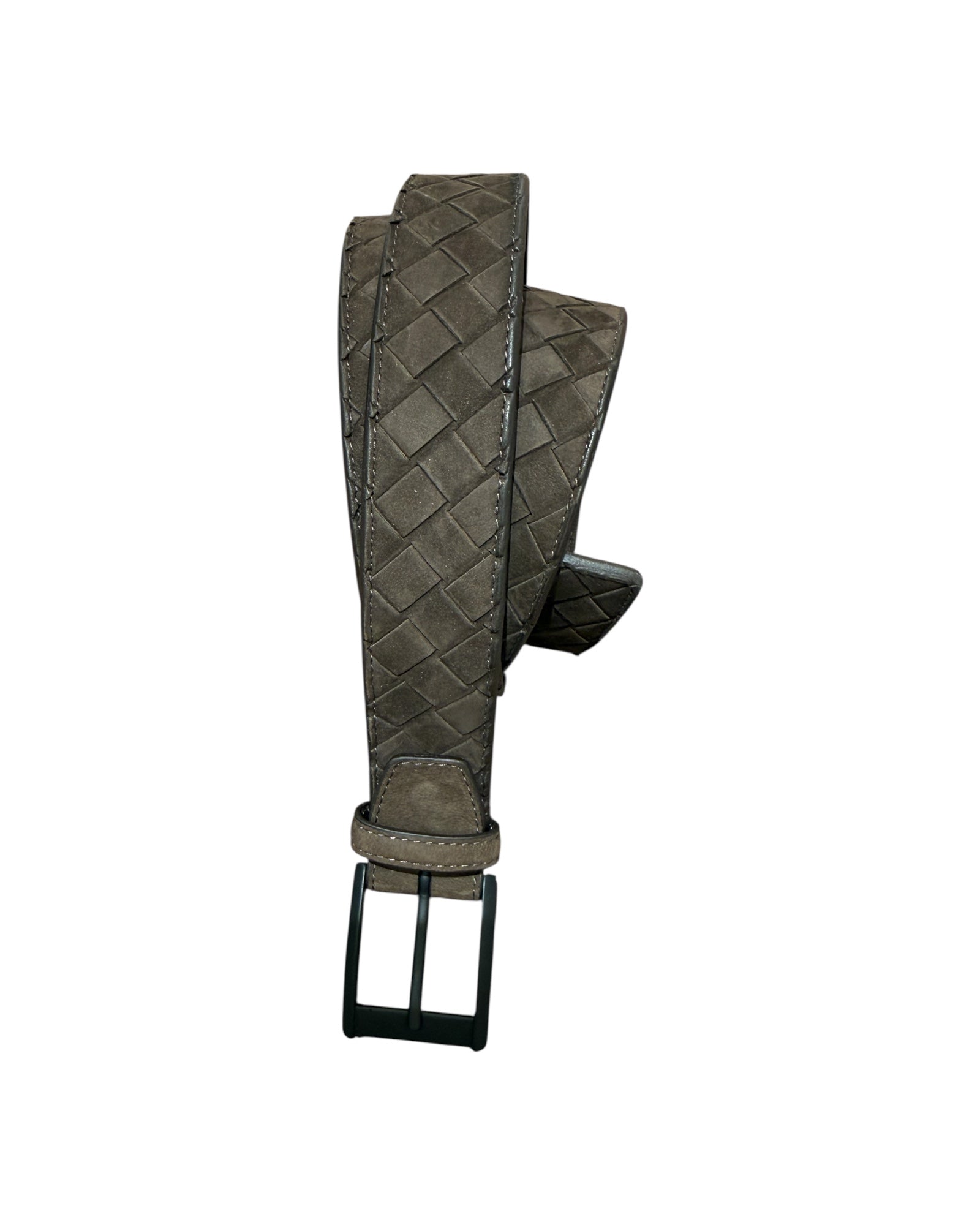 Hand-woven full-grain leather belt, lined with premium calfskin- Brown
