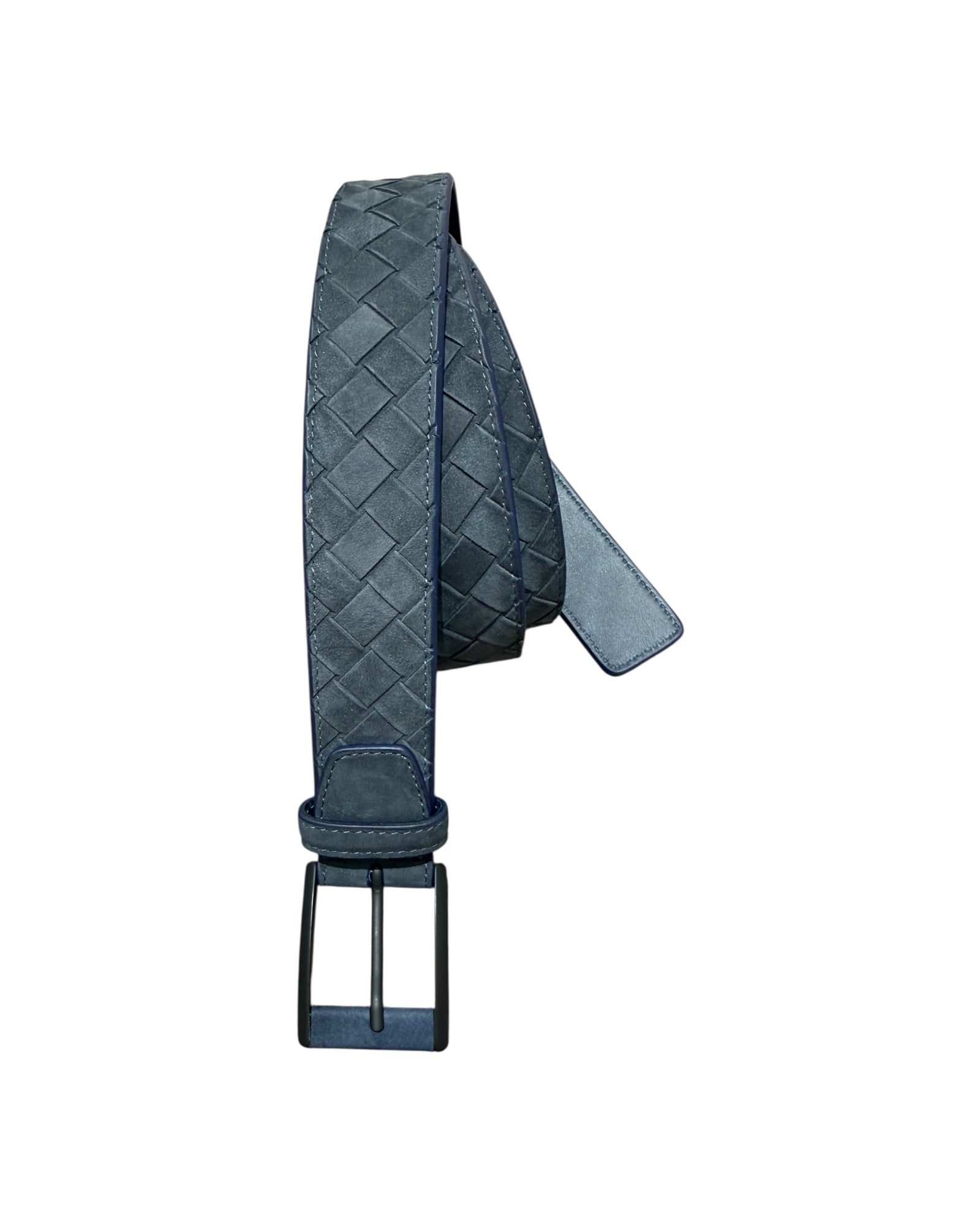 Hand-woven full-grain leather belt, lined with premium calfskin- Blue
