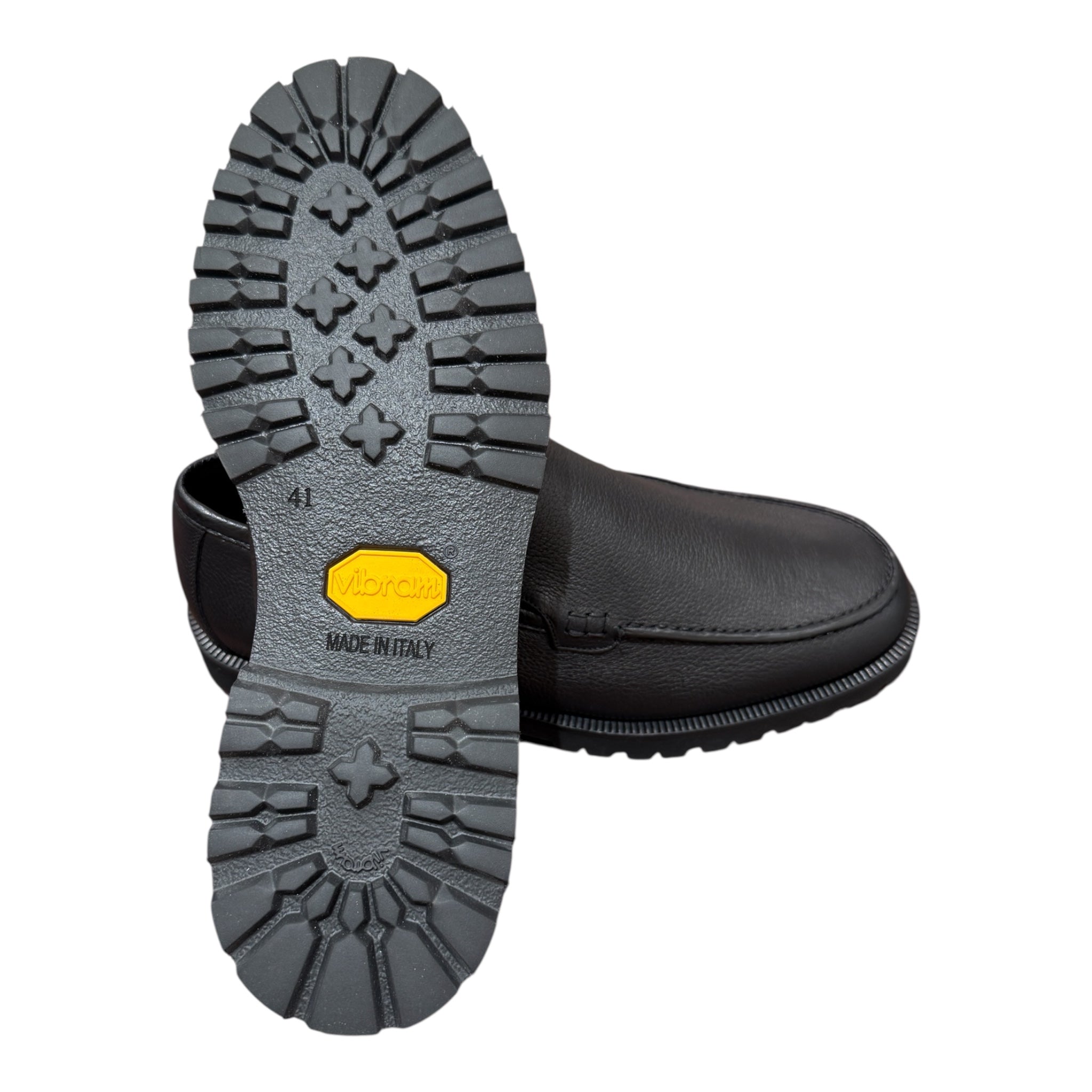 Deerskin Loafer with Vibram Rubber Outsole - Black