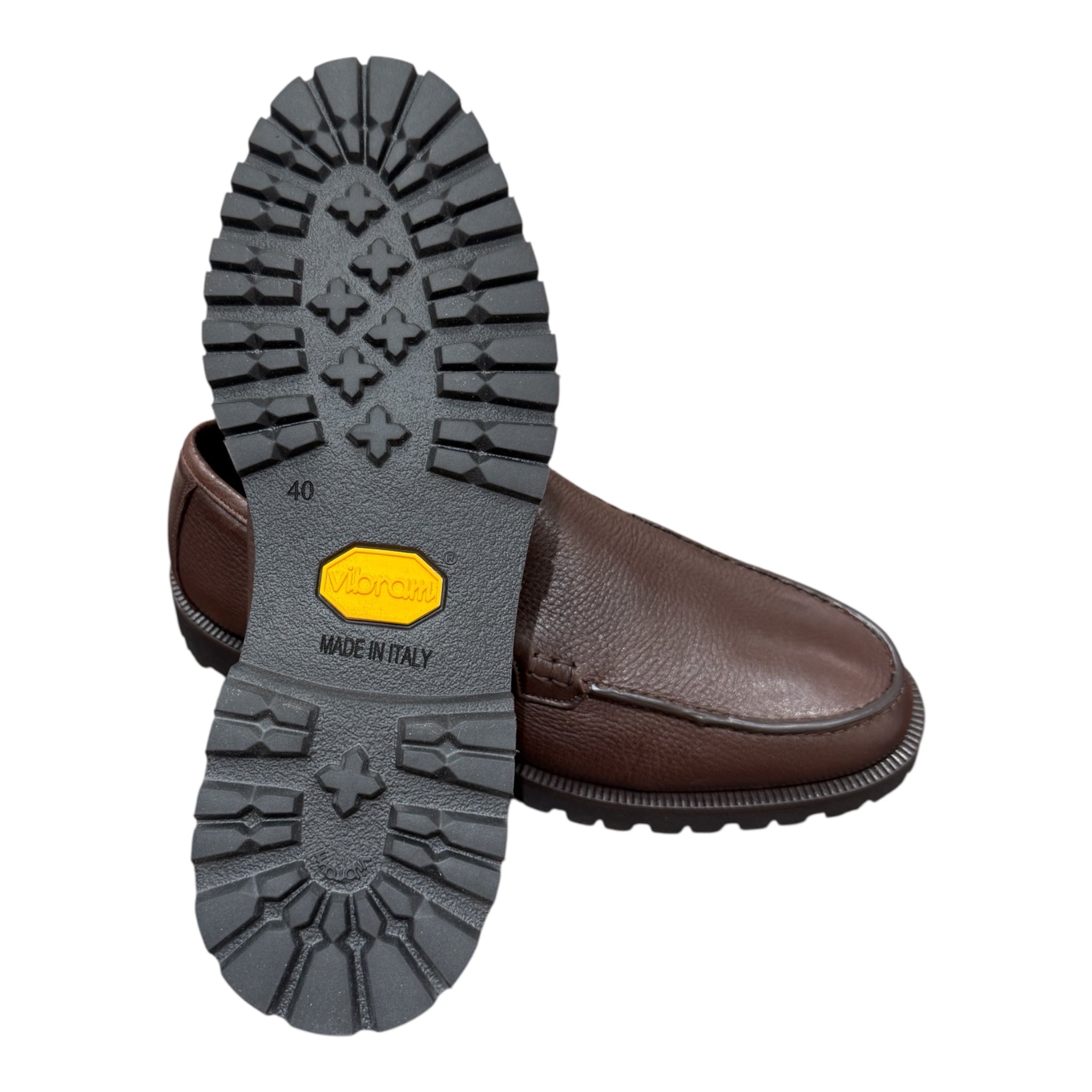 Deerskin Loafer with Vibram Rubber Outsole - Brown