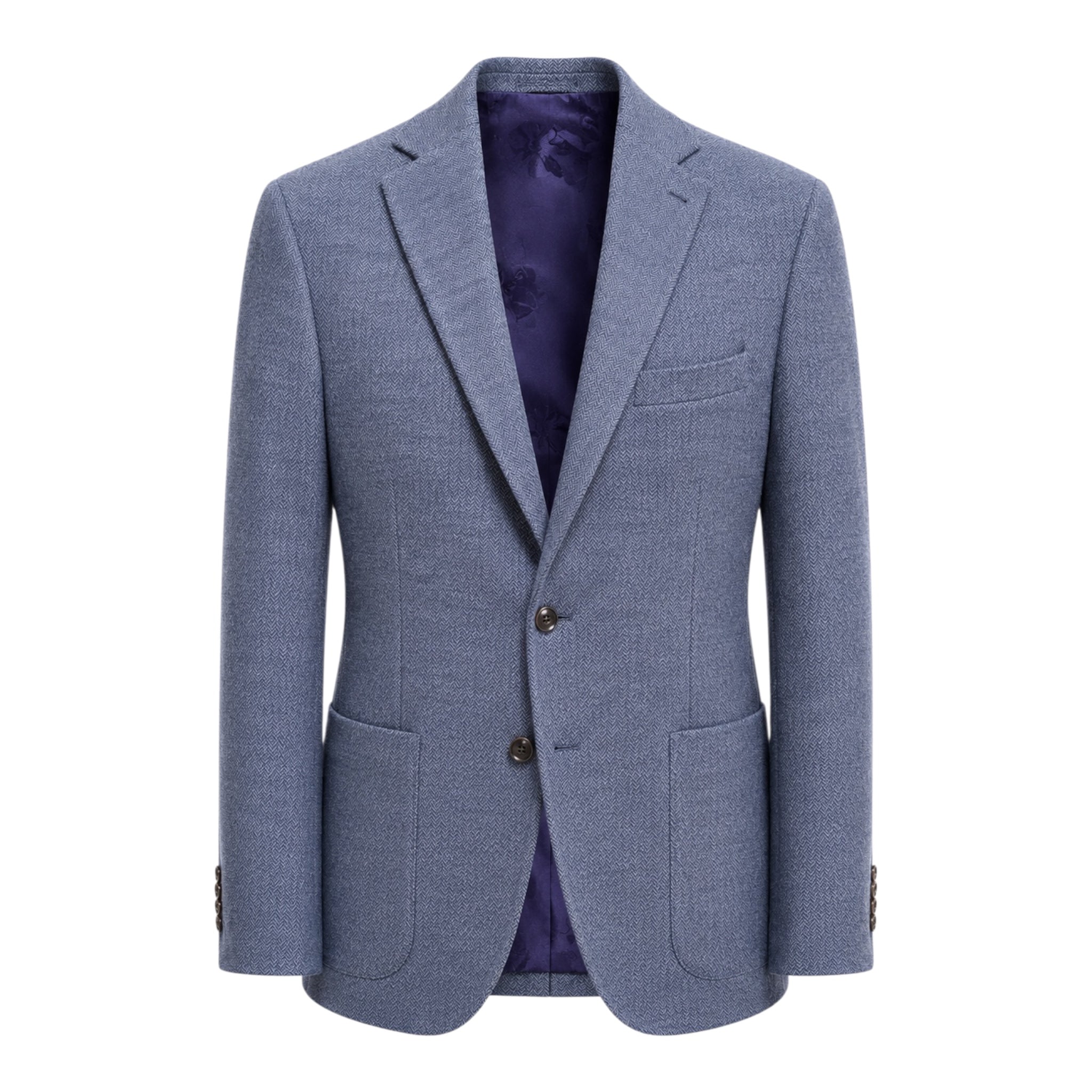 Blue Steel Herringbone Jersey Blazer - Loro Piana Wool Attitude