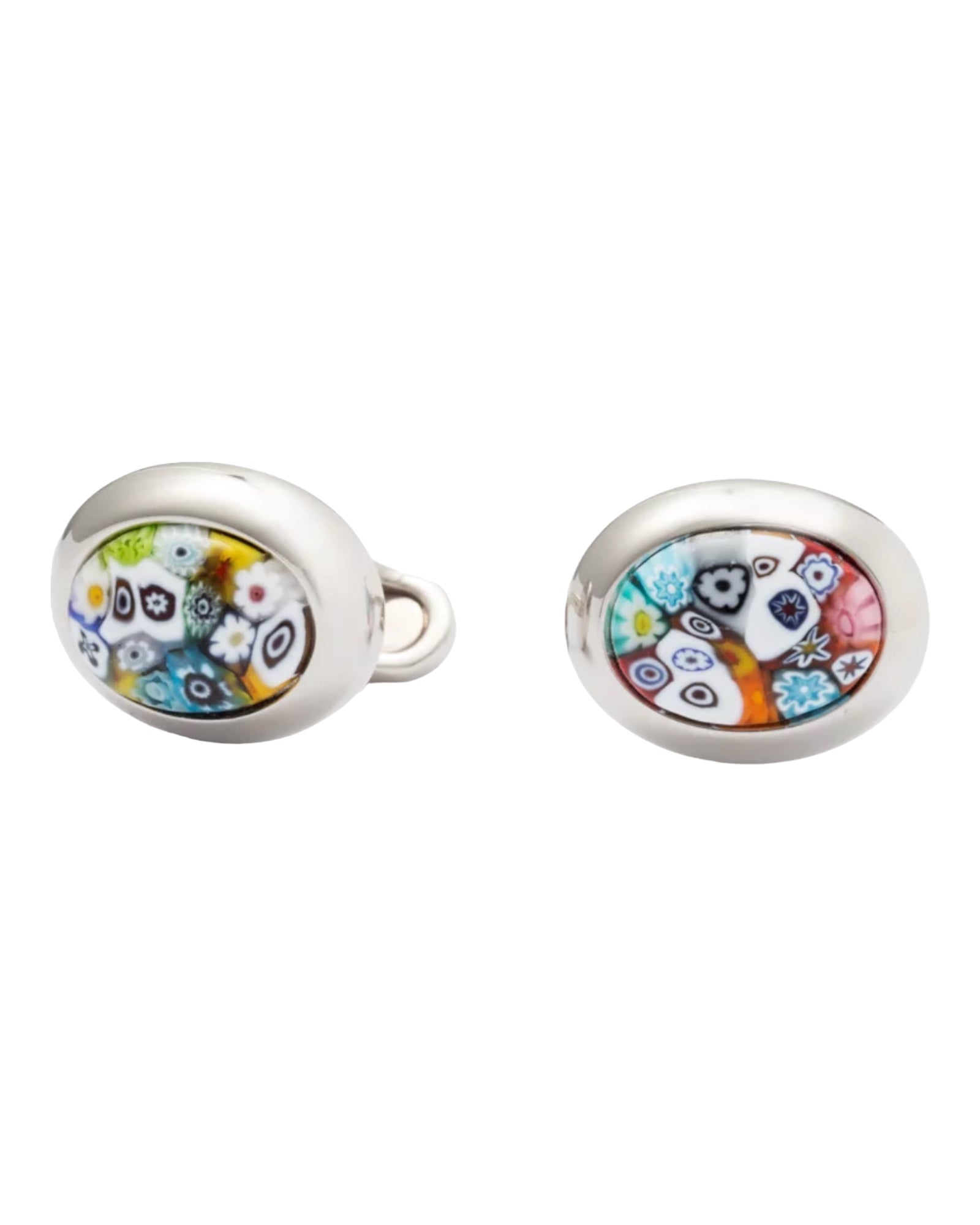 Oval Murano Glass Cufflinks - Multi Colour