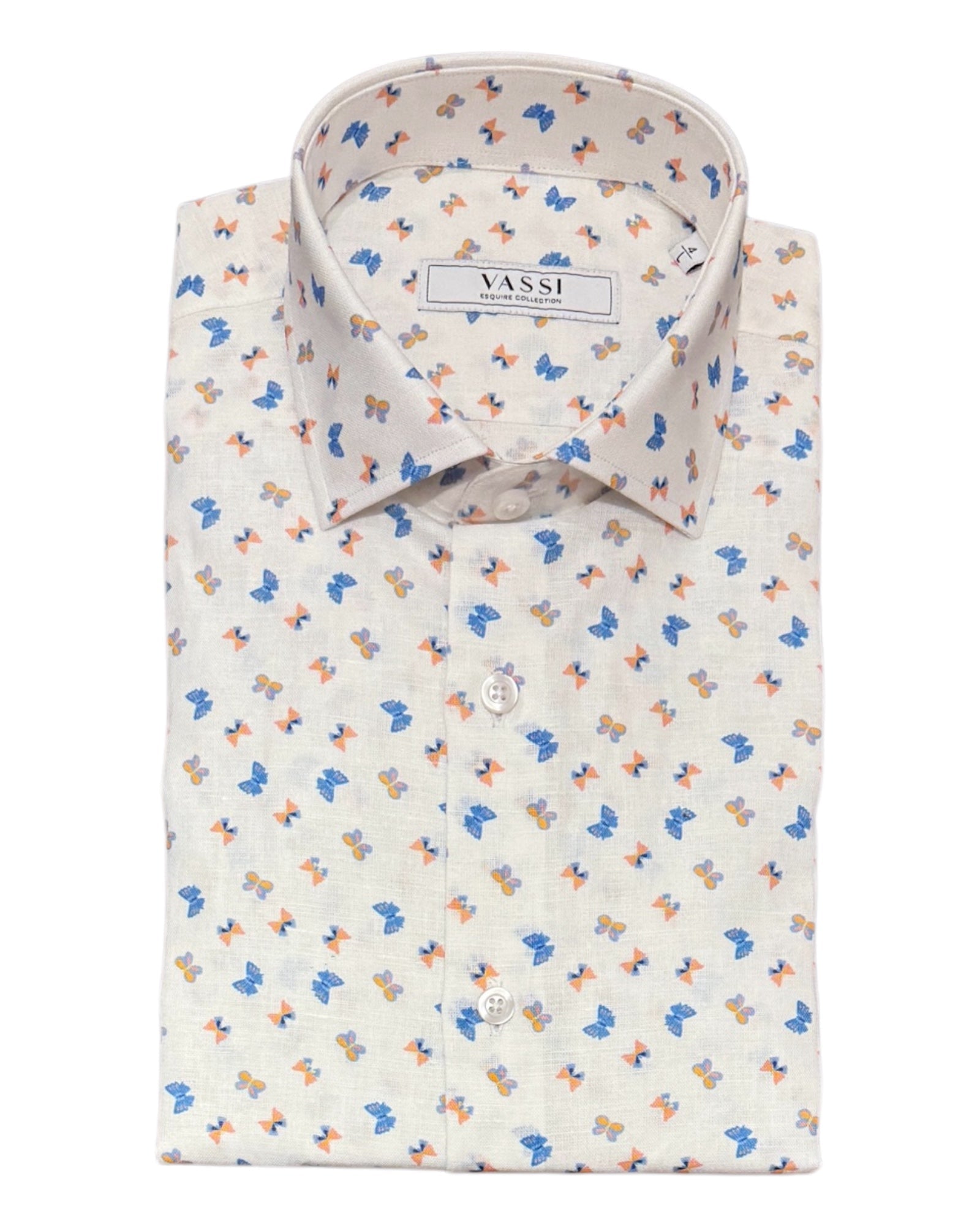 White Linen Sport Shirt With Butterflies SPORT SHIRTSM