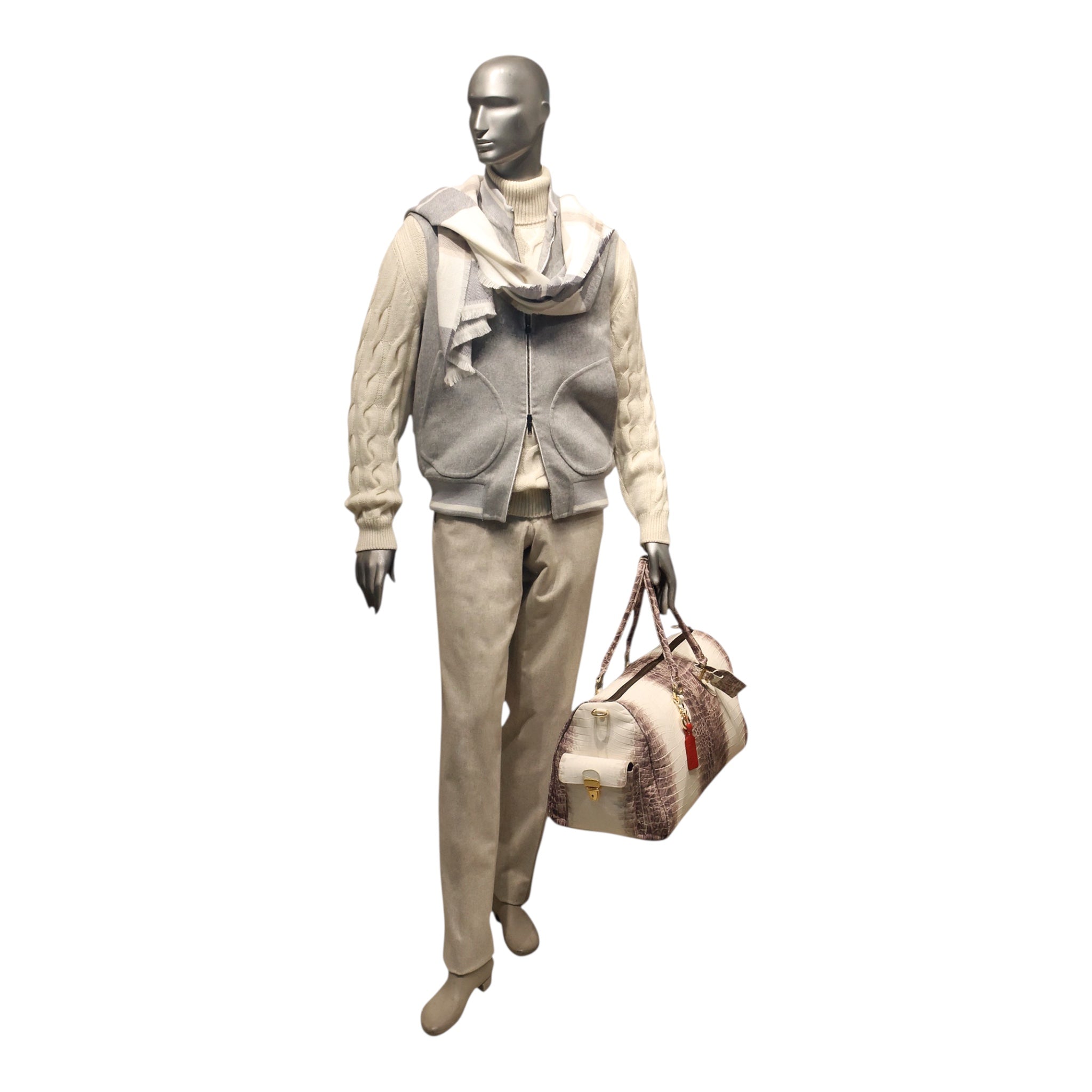 Winter White Cashmere Cable Knit Turtleneck Sweater SWEATERS50 EU