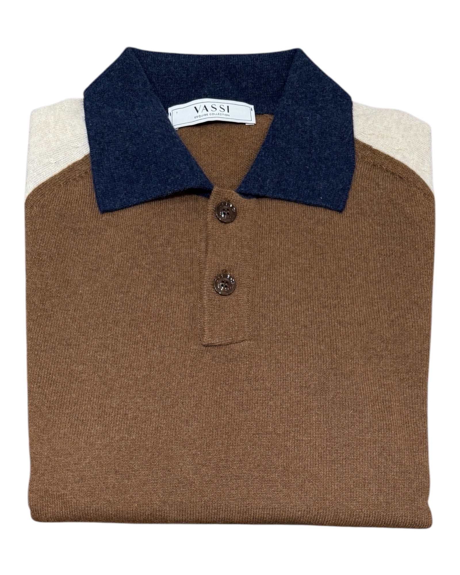 Wool Polo Multi - Brown/Beige/Navy SWEATERSM