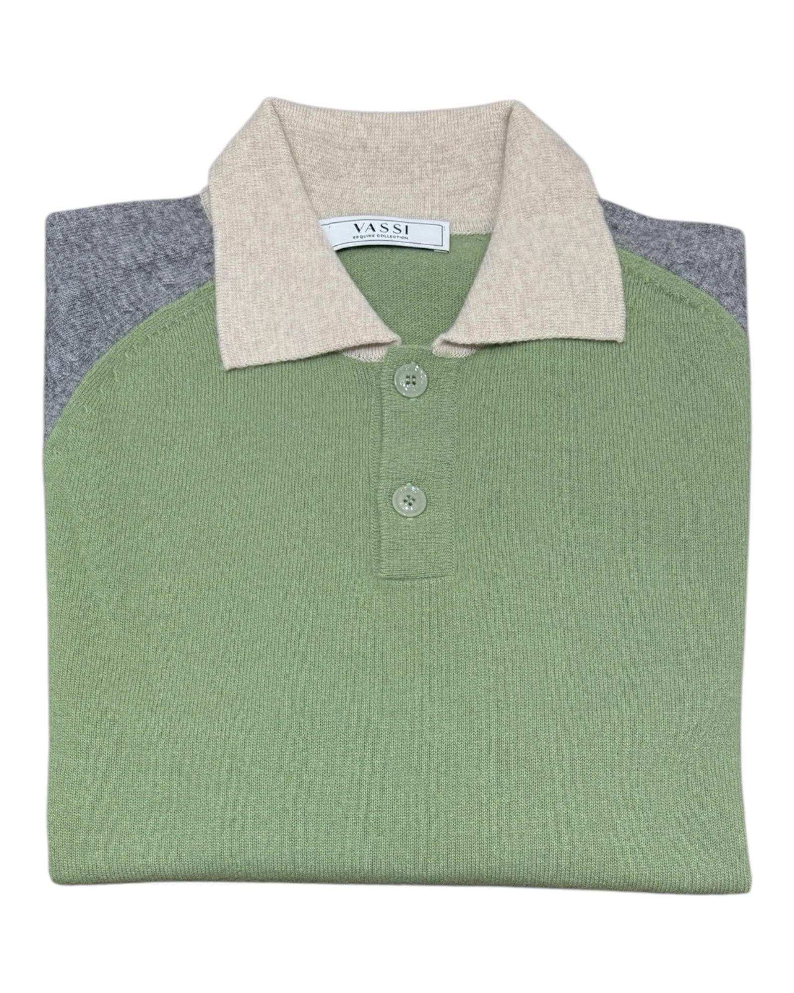 Wool Polo Multi - Green/Grey/Beige SWEATERSM