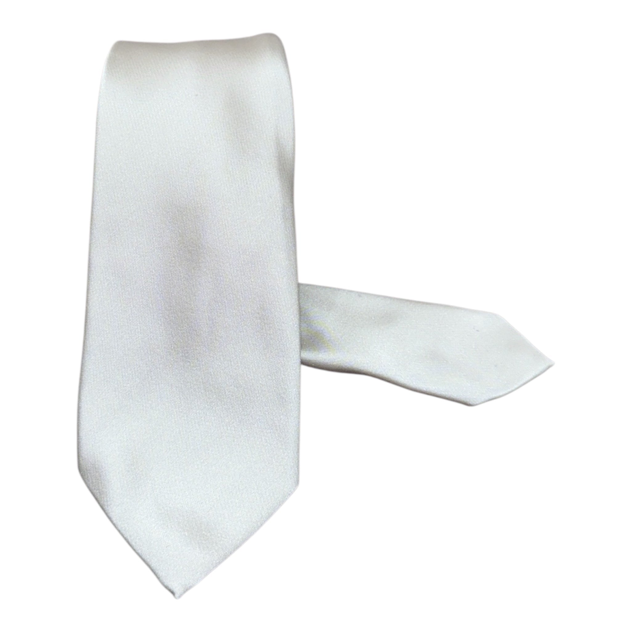 Woven Seven Fold Silk Tie - Silver TIES