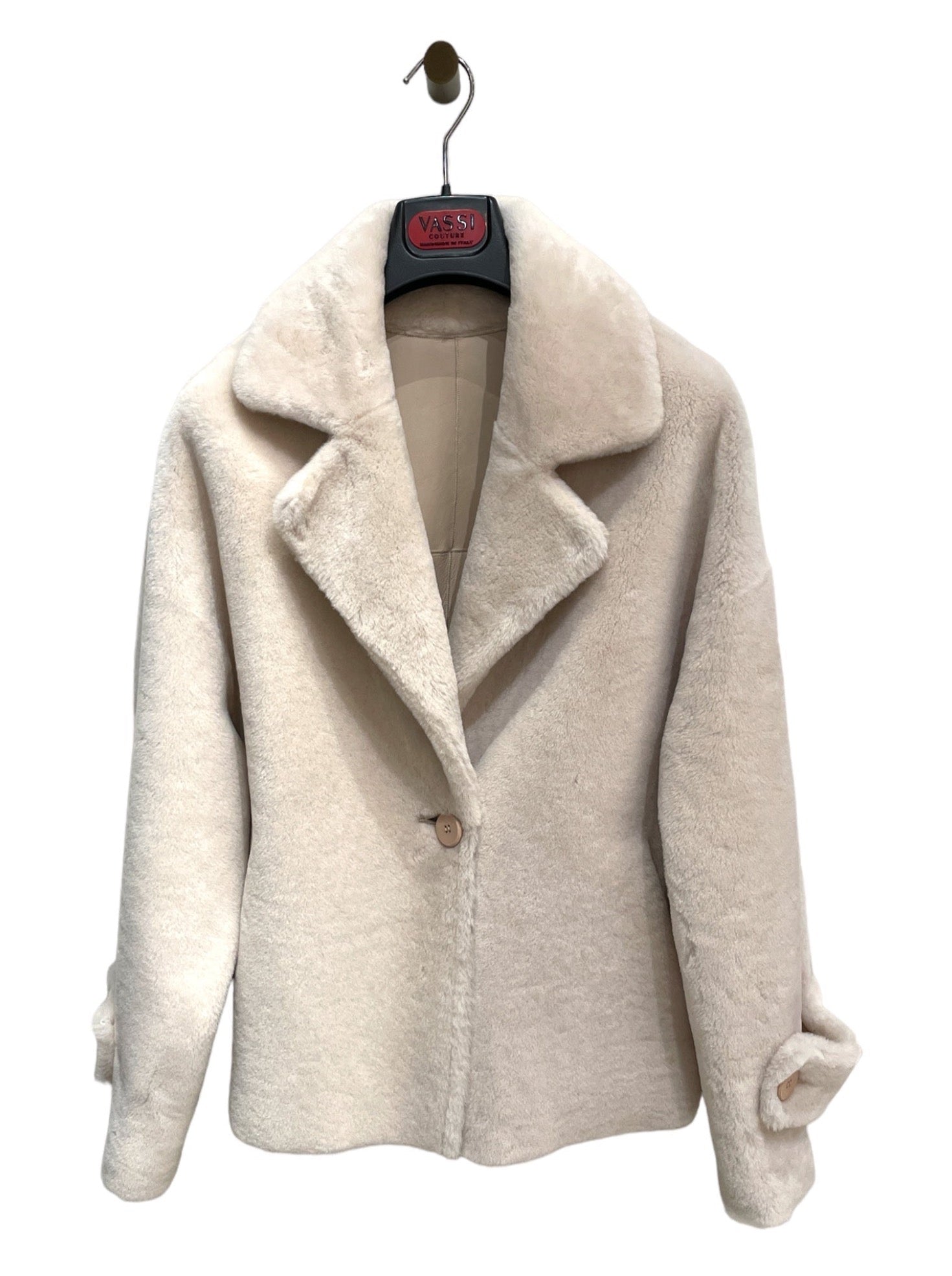 Angora &amp; Merino Shearling Blazer - Wheat - VASSI