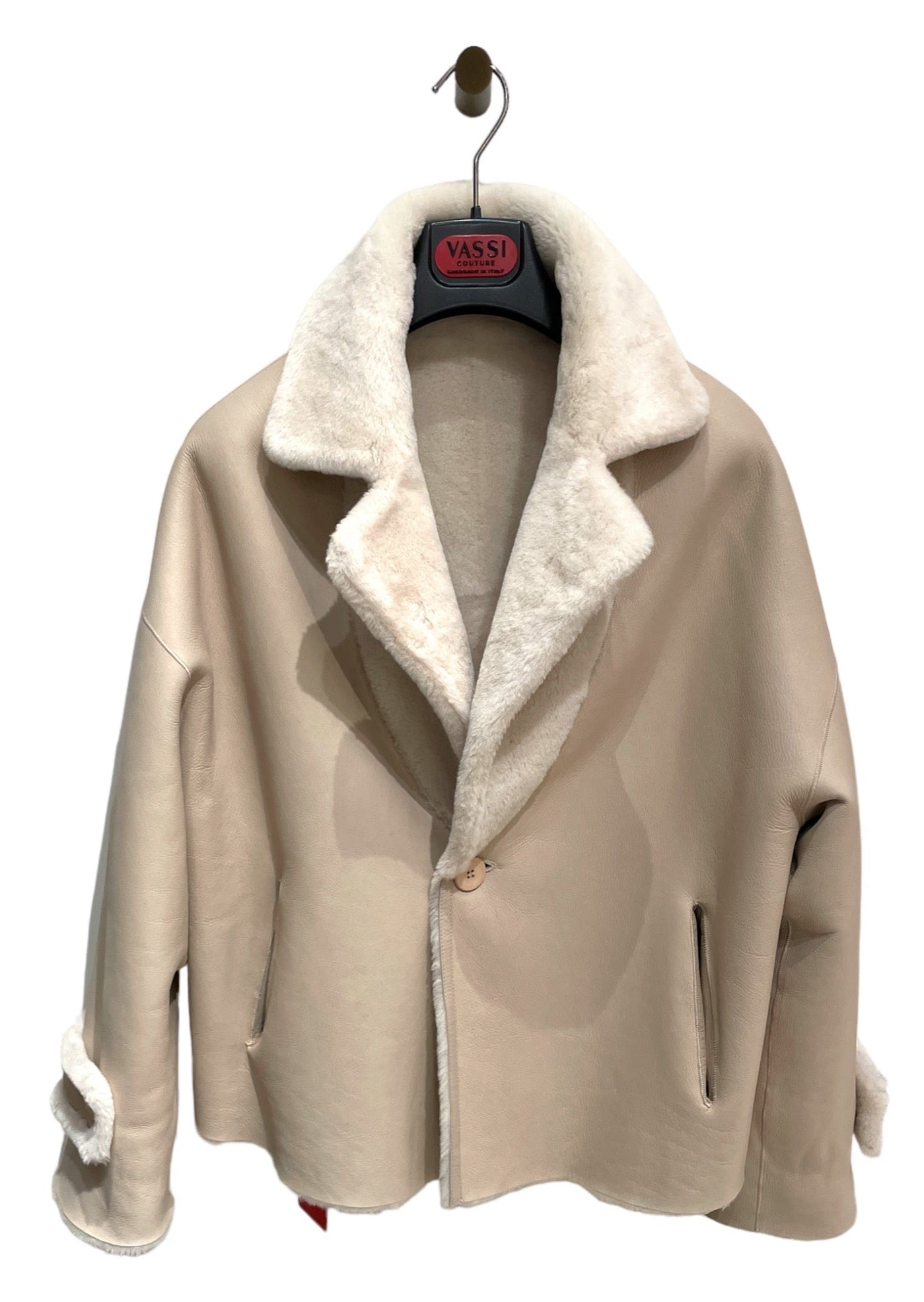Angora &amp; Merino Shearling Blazer - Wheat - VASSI