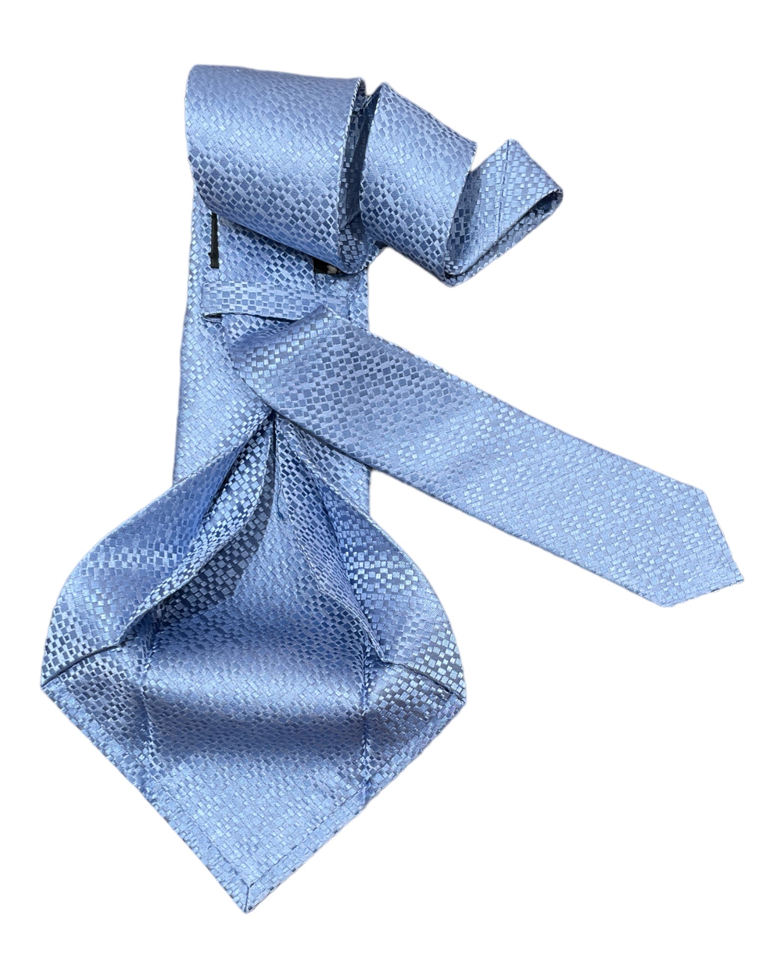 Blue Micro Check Seven-Fold woven Silk Tie TIESBlue