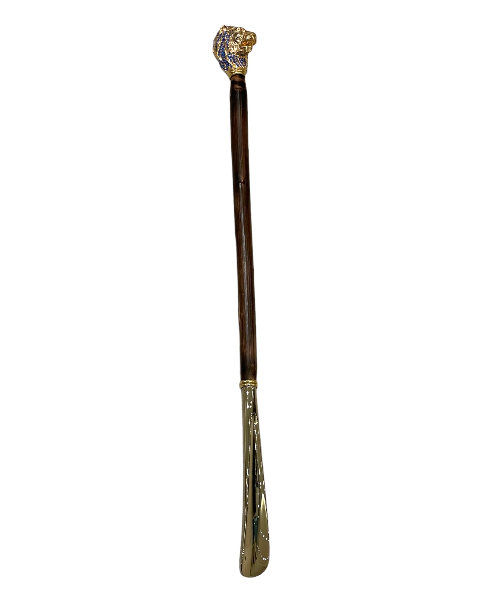 Blue Swarovski/Golden Lion Long Shoehorn - Chestnut/Golden - VASSI