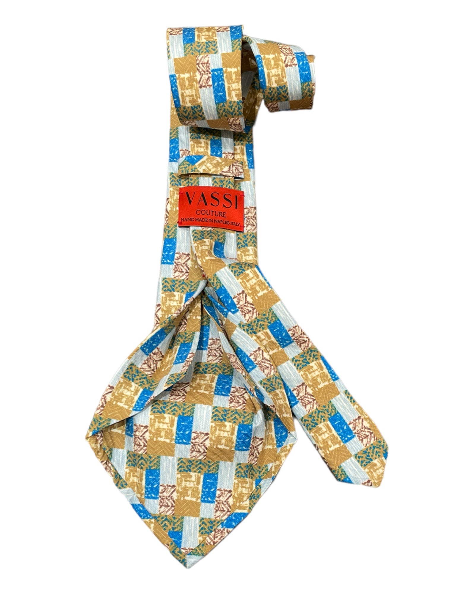 Bold Geometric Seven-Fold Silk Ties TIESMustard