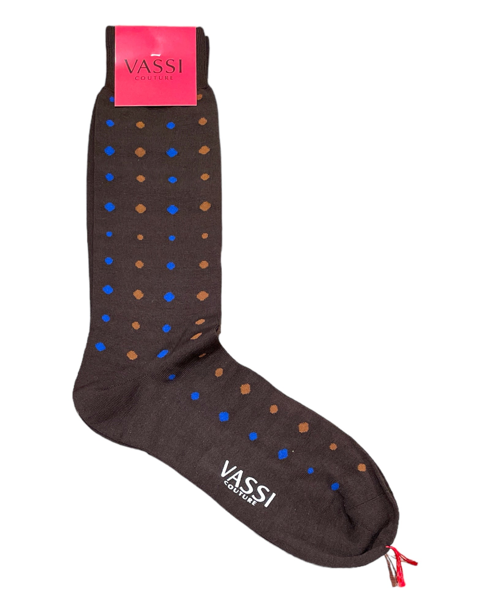 Brown with Blue Polka Dots - Comfort Socks Socks