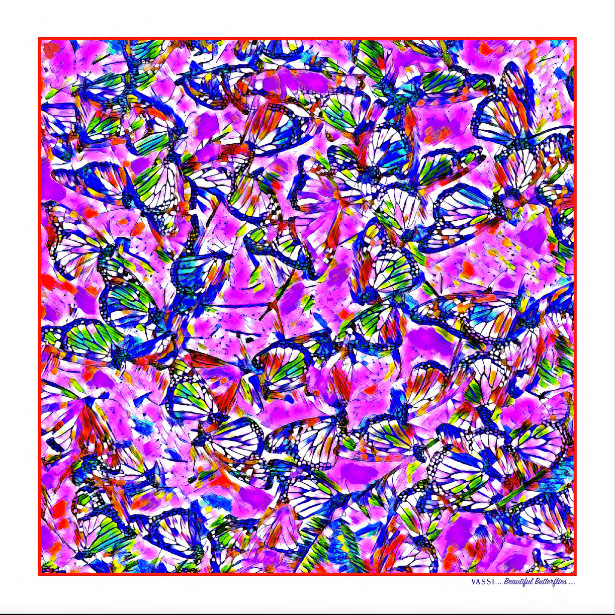 Butterflies Silk Pocket Square - Magnificent Monarchs - VASSI