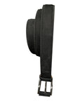 Calf Nubuck Leather Belt - Black, Silver Buckle BELTS46