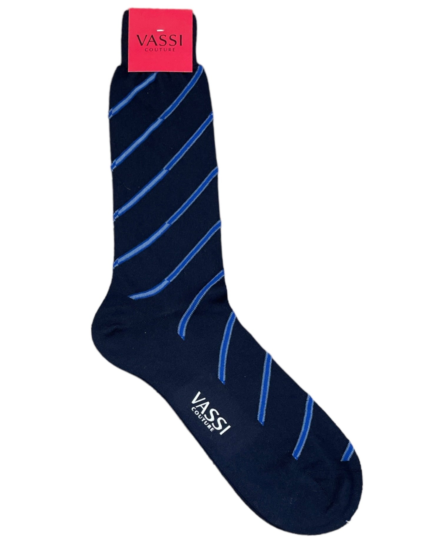 Diagonal Stripe Cotton Socks SocksNavy