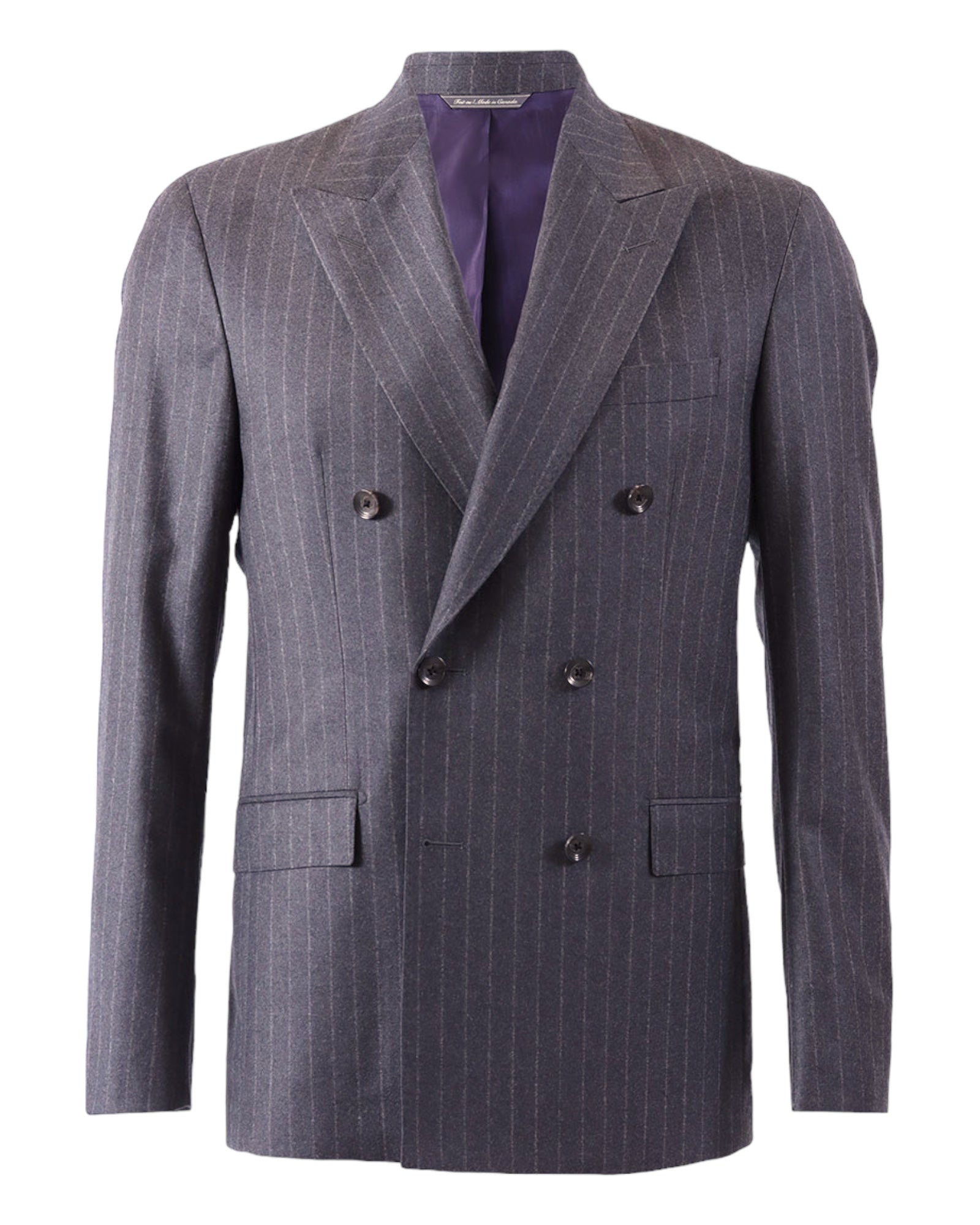 Double-breasted Chalk Stripe Suit - Charcoal Grey SUITS40R