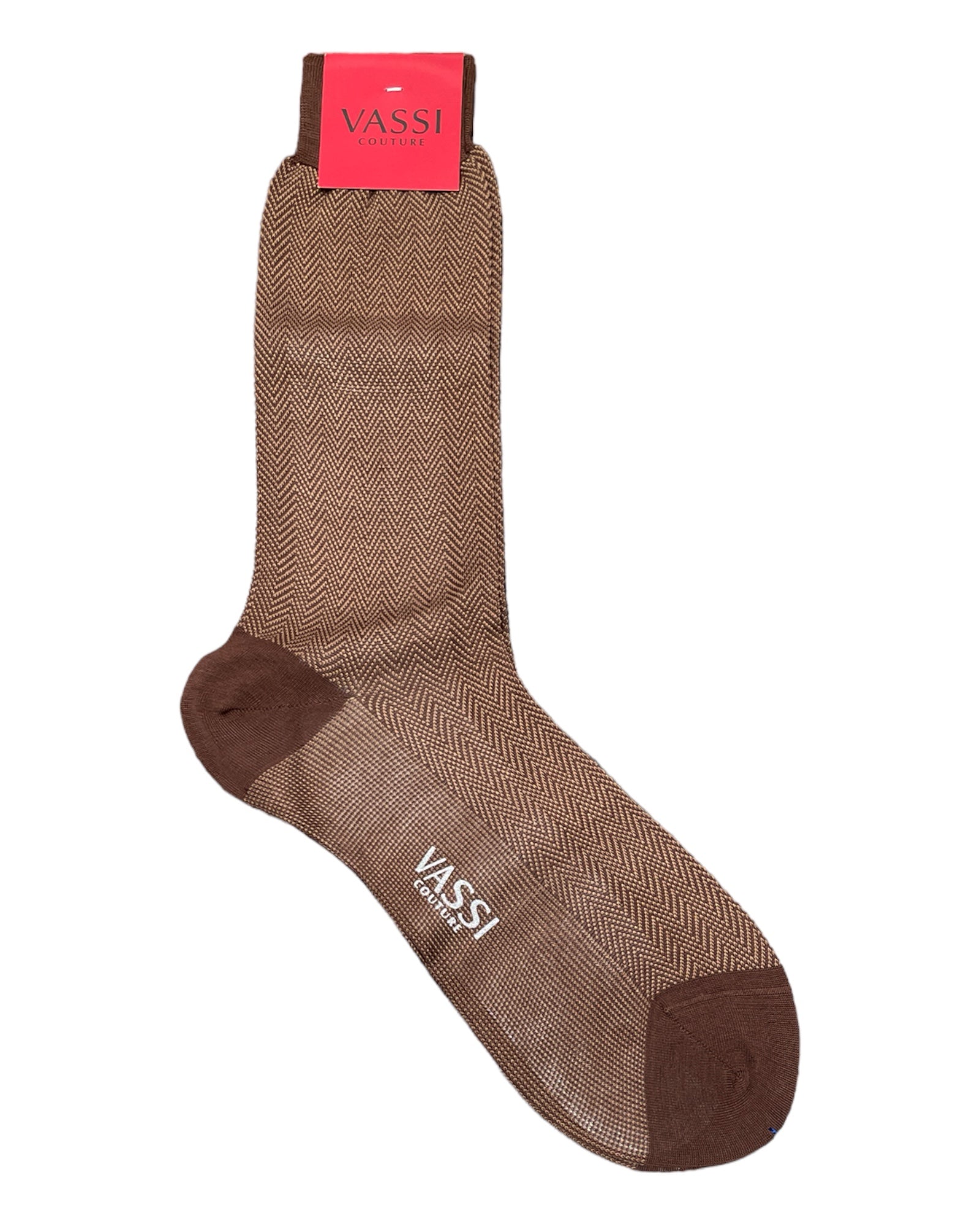 Extra-fine Herringbone Cotton Socks SocksBrown