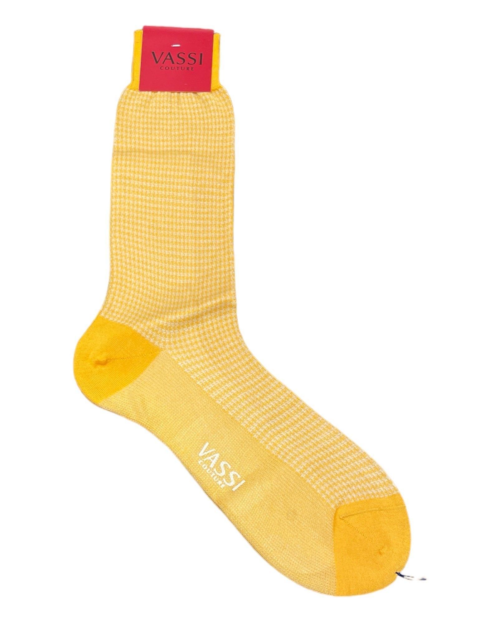 Extra-fine Houndstooth Cotton Socks SocksYellow