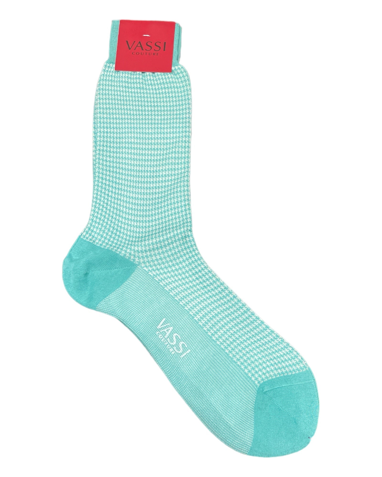 Extra-fine Houndstooth Cotton Socks SocksTurquoise