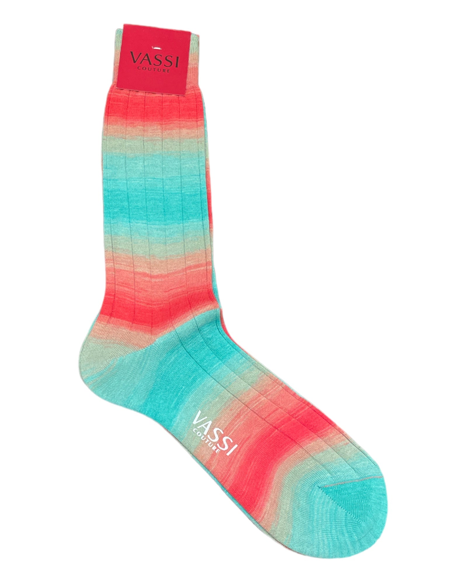 Extra-fine Multicolor Shadow Striped Cotton Socks Socksturquoise
