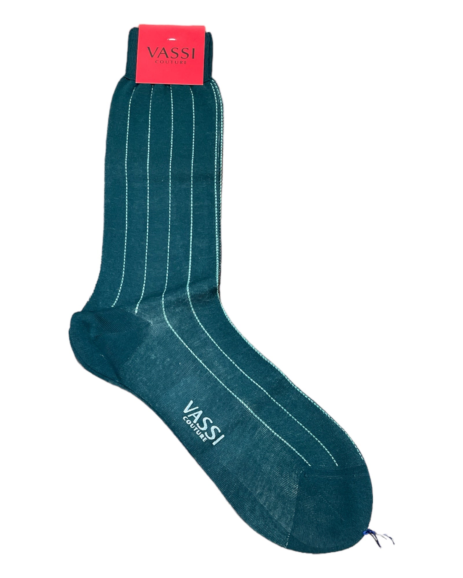 Extra-fine Shadow Striped Cotton Dress Socks SocksDark Green