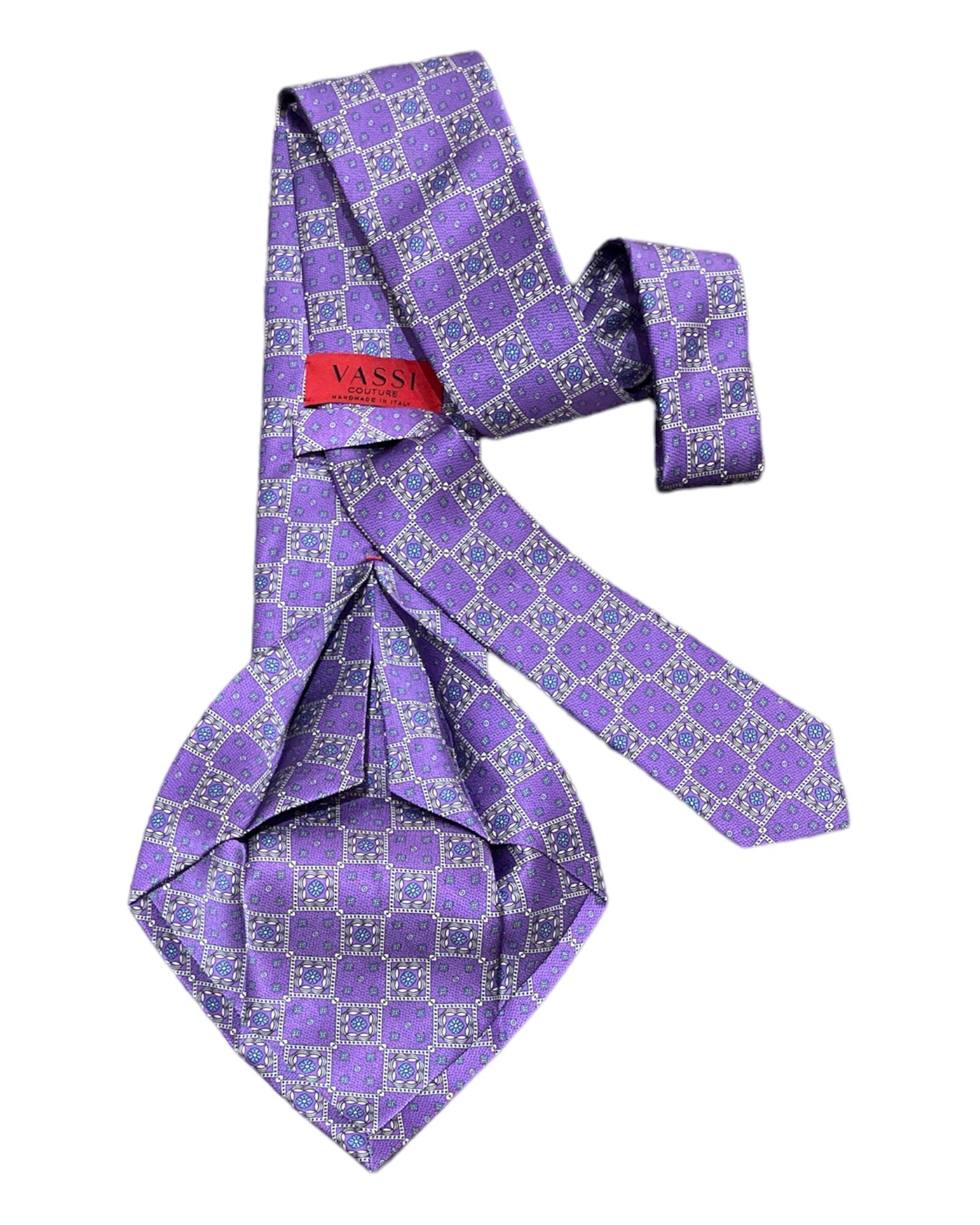 Floral Medallion Pattern Seven-Fold Silk Ties 2 TIESPurple