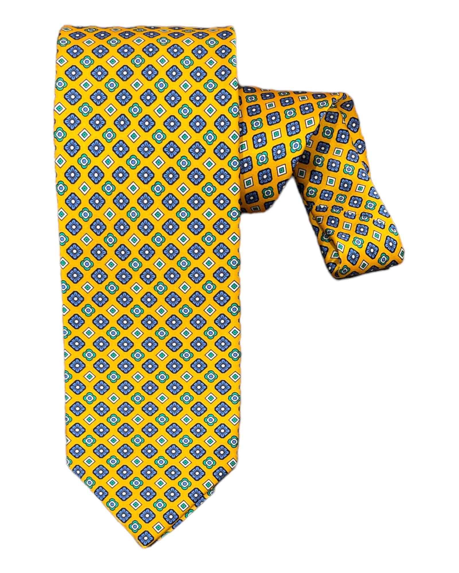 Floral Medallion Pattern Seven-Fold Silk Ties 3 - VASSI