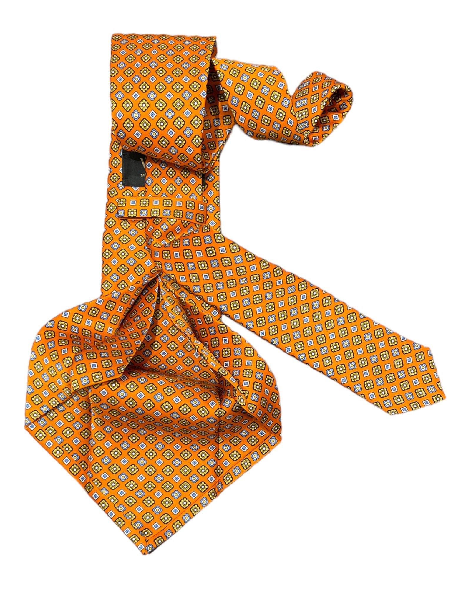 Floral Medallion Pattern Seven-Fold Silk Ties 3 TIESOrange