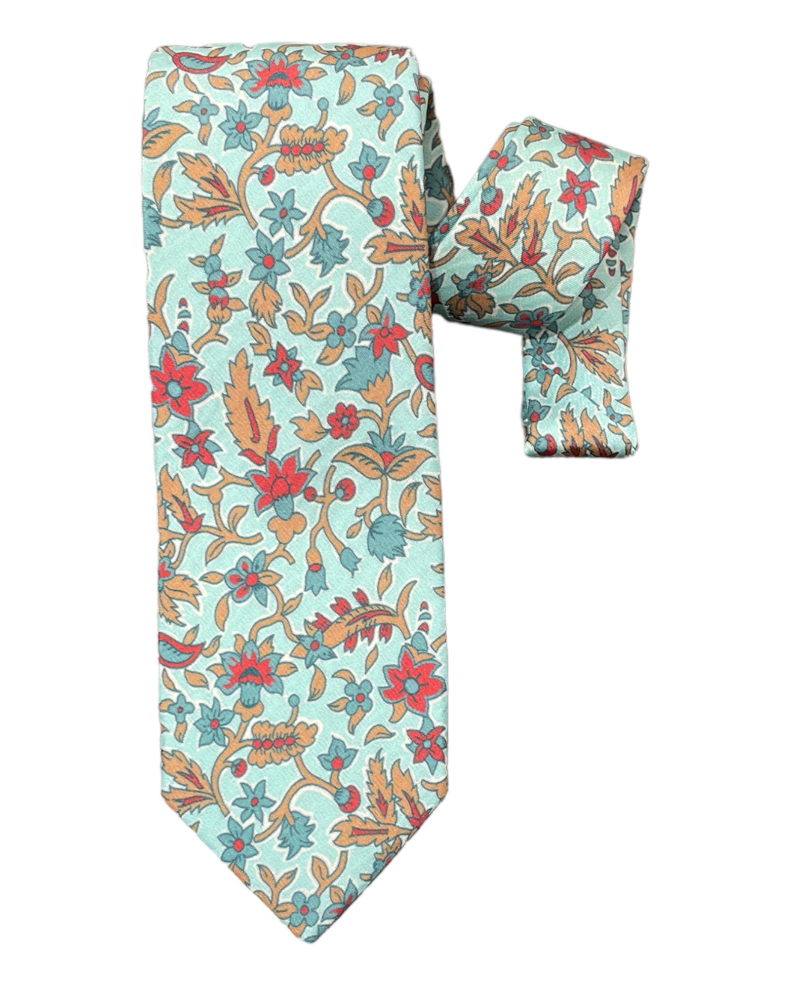 Floral Seven-Fold Silk Ties 3 TIESLight Teal