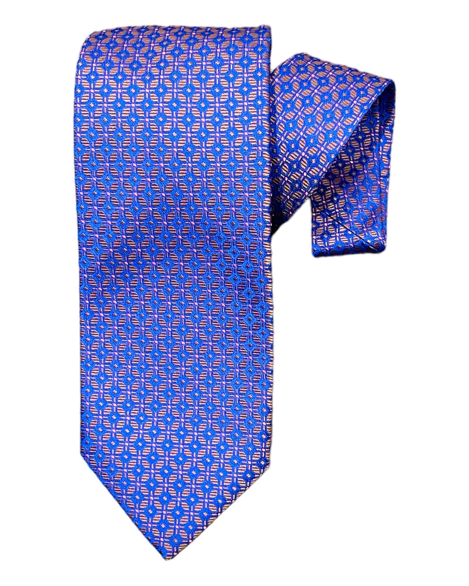 Geometric Jacquard Seven-Fold Silk Tie - VASSI