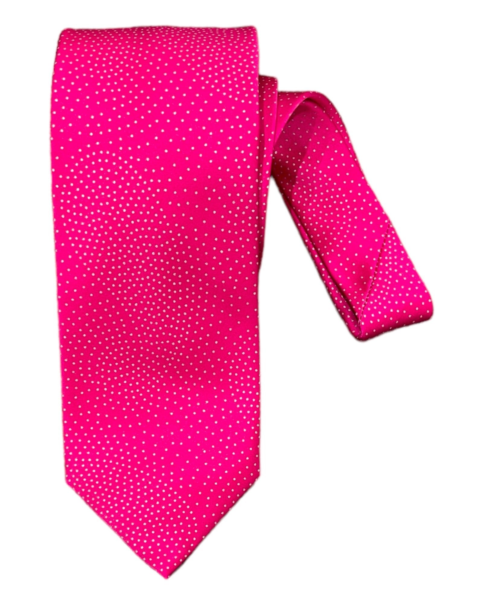 Geometric Paisley Seven-Fold Silk Tie-Fuchsia - VASSI