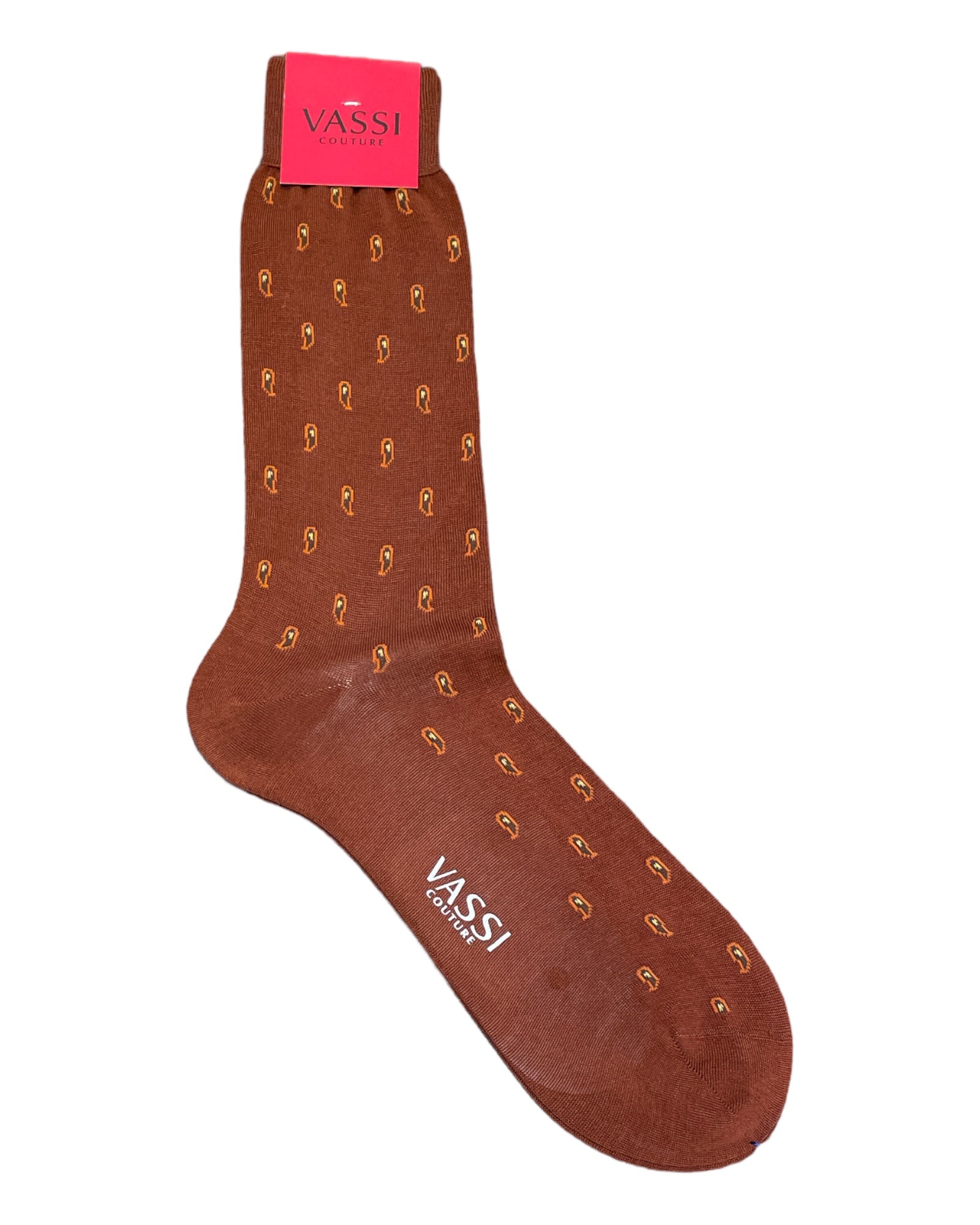 Ghost Pattern Cotton Dress Socks SocksBrown