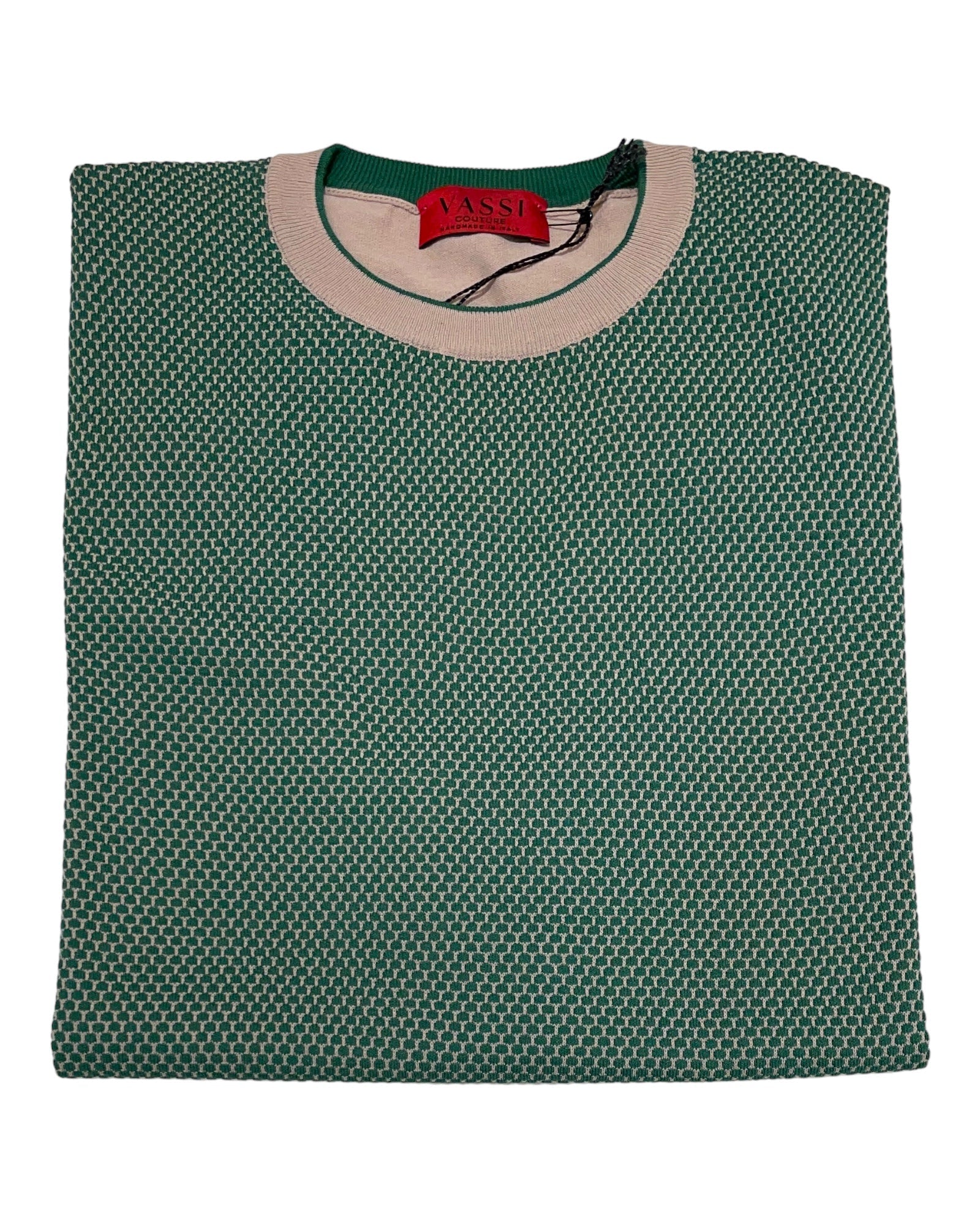 Green Short Sleeve crew neck with Taupe highlights SWEATERS50 EU