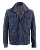 Insulated Leather Shirt Jacket - Blue - VASSI