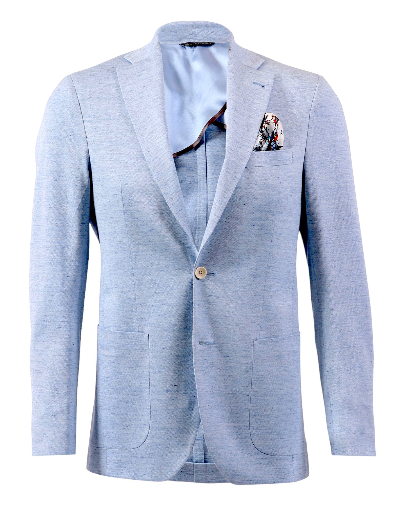 LINEN &amp; COTTON MELANGE BLAZER - LIGHT BLUE JACKETS38S