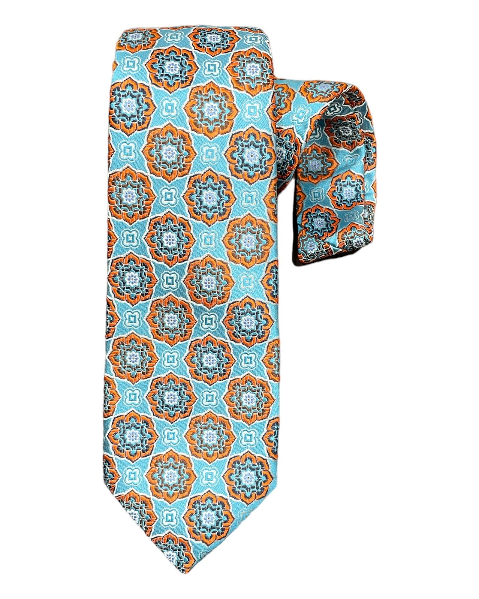 Medallion Jacquard Seven-Fold Silk Ties 1 TIESTeal