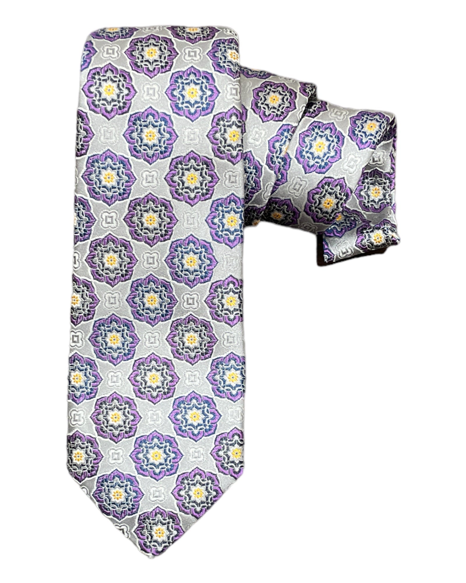 Medallion Jacquard Seven-Fold Silk Ties 1 - VASSI