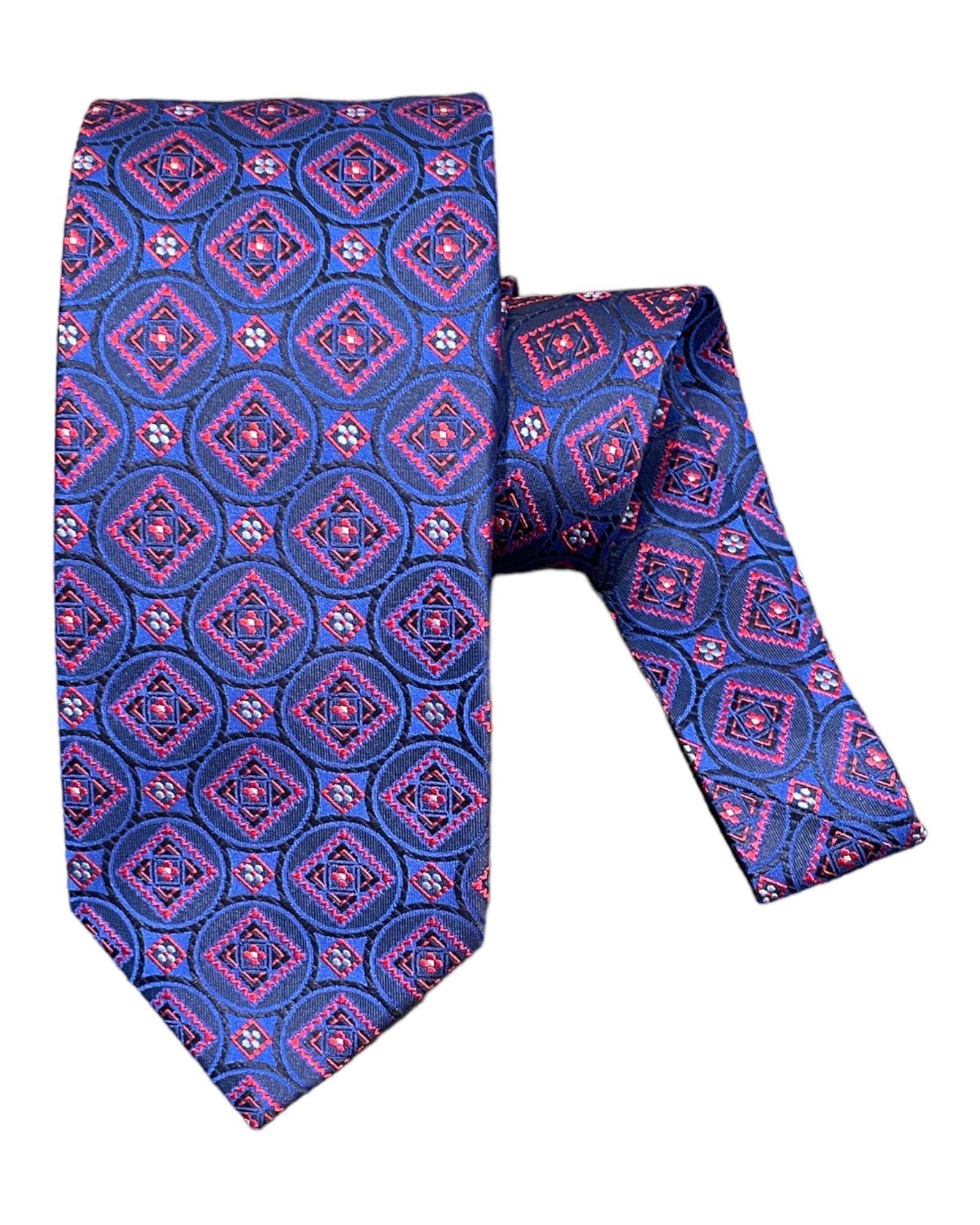 Medallion Jacquard Seven-Fold Silk Tie 1 TIESBlue