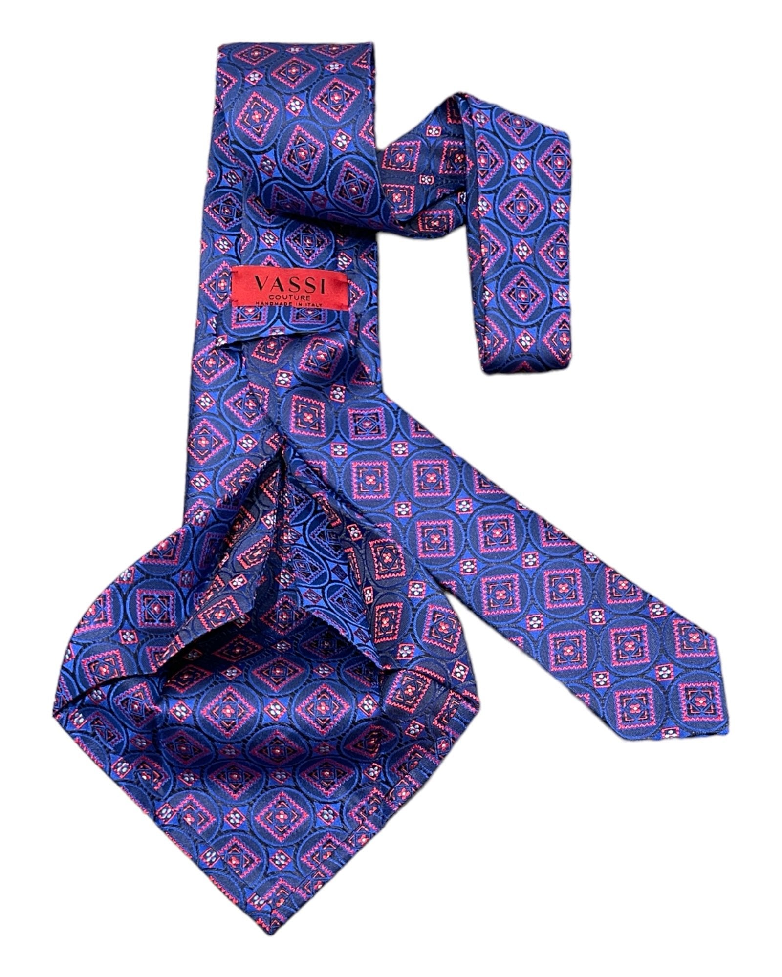 Medallion Jacquard Seven-Fold Silk Tie 1 TIESBlue