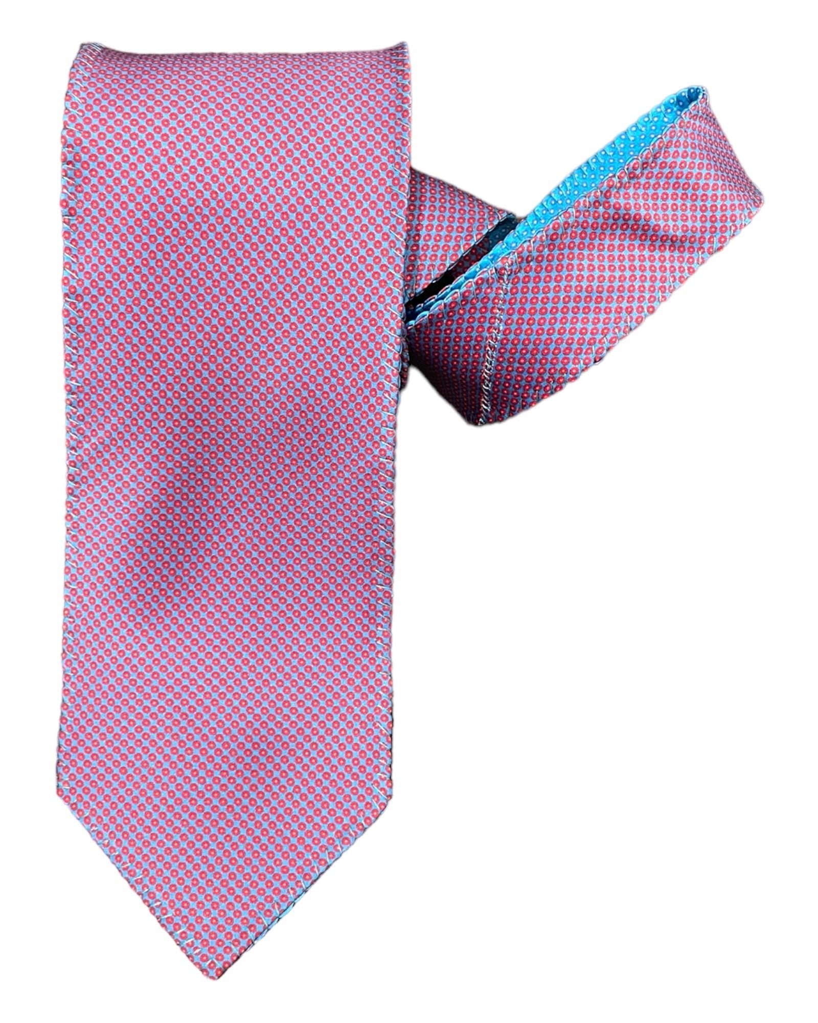 Micro Dotted Reversible Silk Tie - Blue, Purple - VASSI