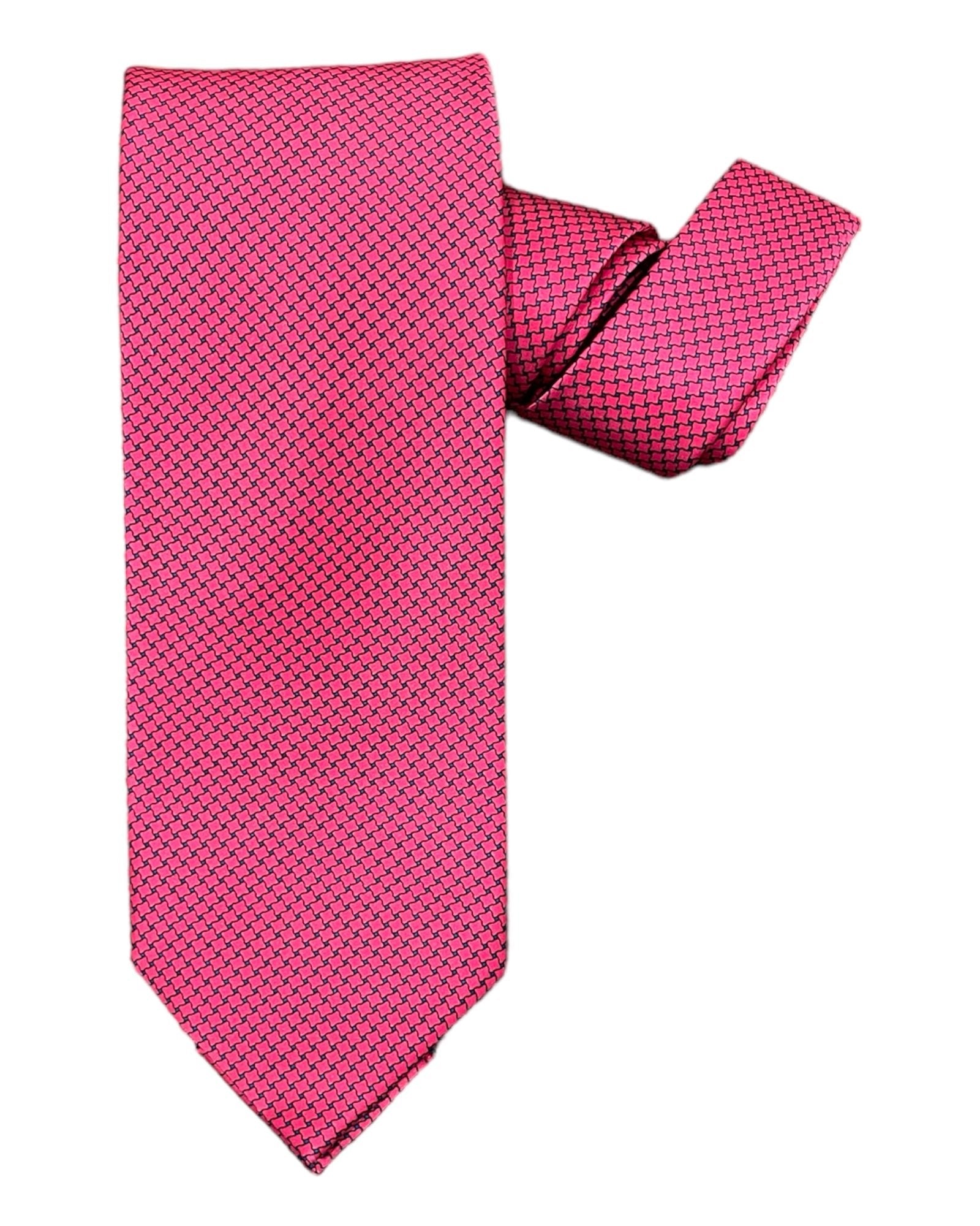 Micro Geometric Seven-Fold Silk Ties 1 TIESFuchsia