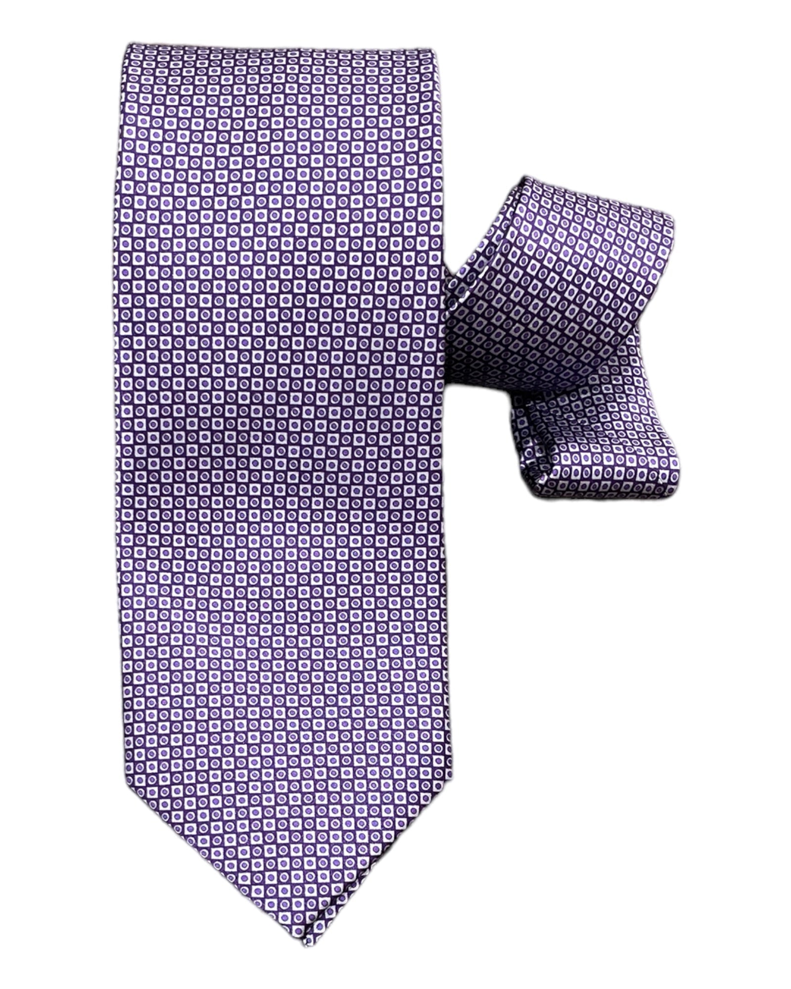 Micro Geometric Seven-Fold Silk Ties 2 TIESMauve