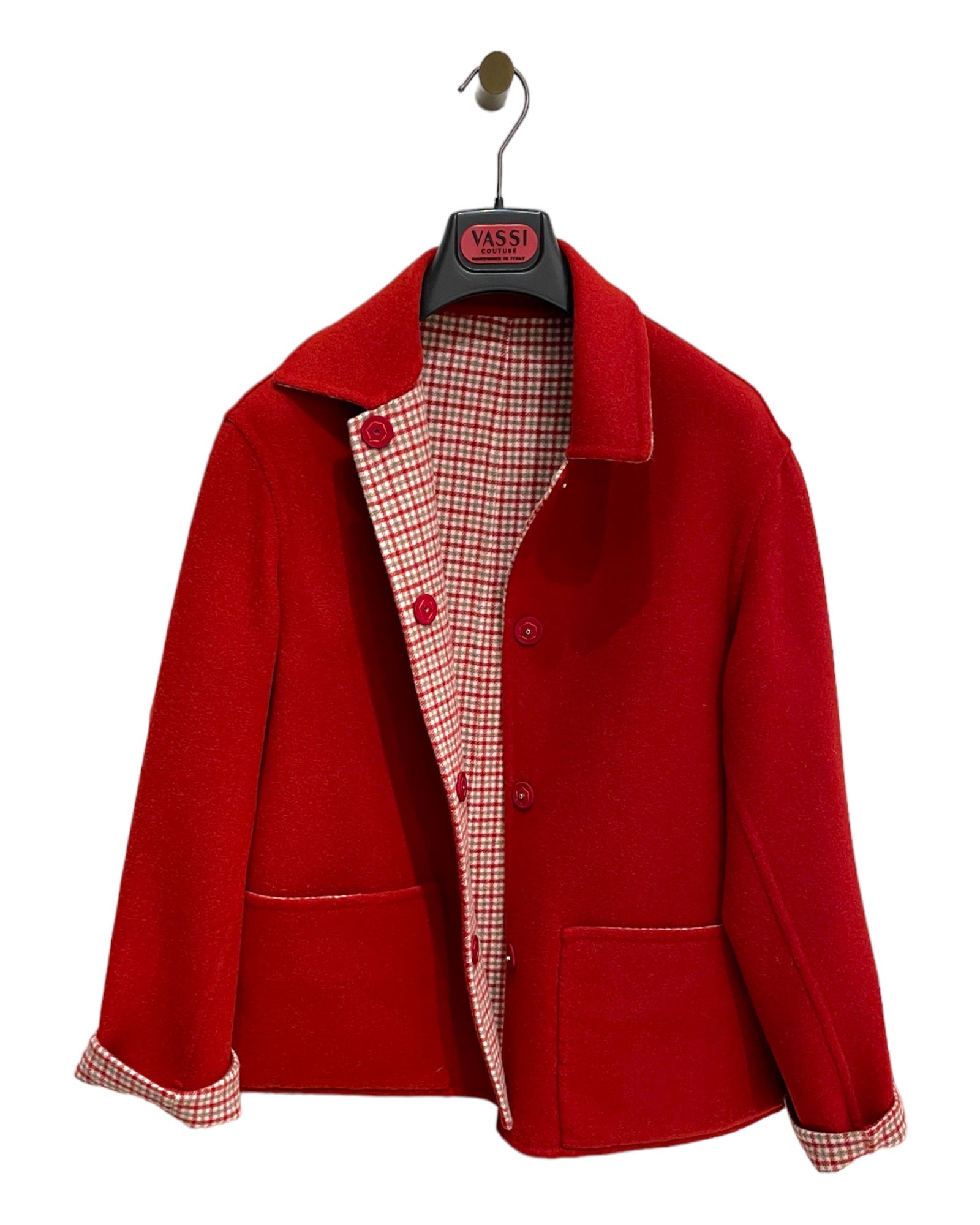 Microcheck Reversible Jacket - Ruby - VASSI