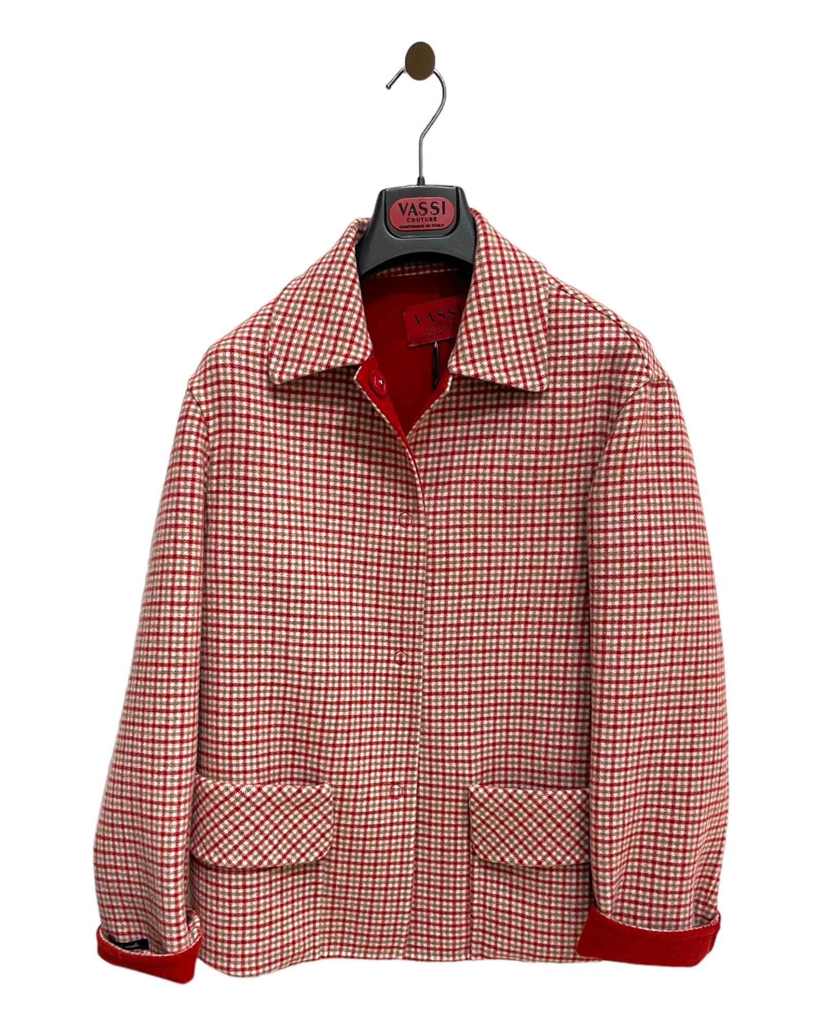 Microcheck Reversible Jacket - Ruby - VASSI