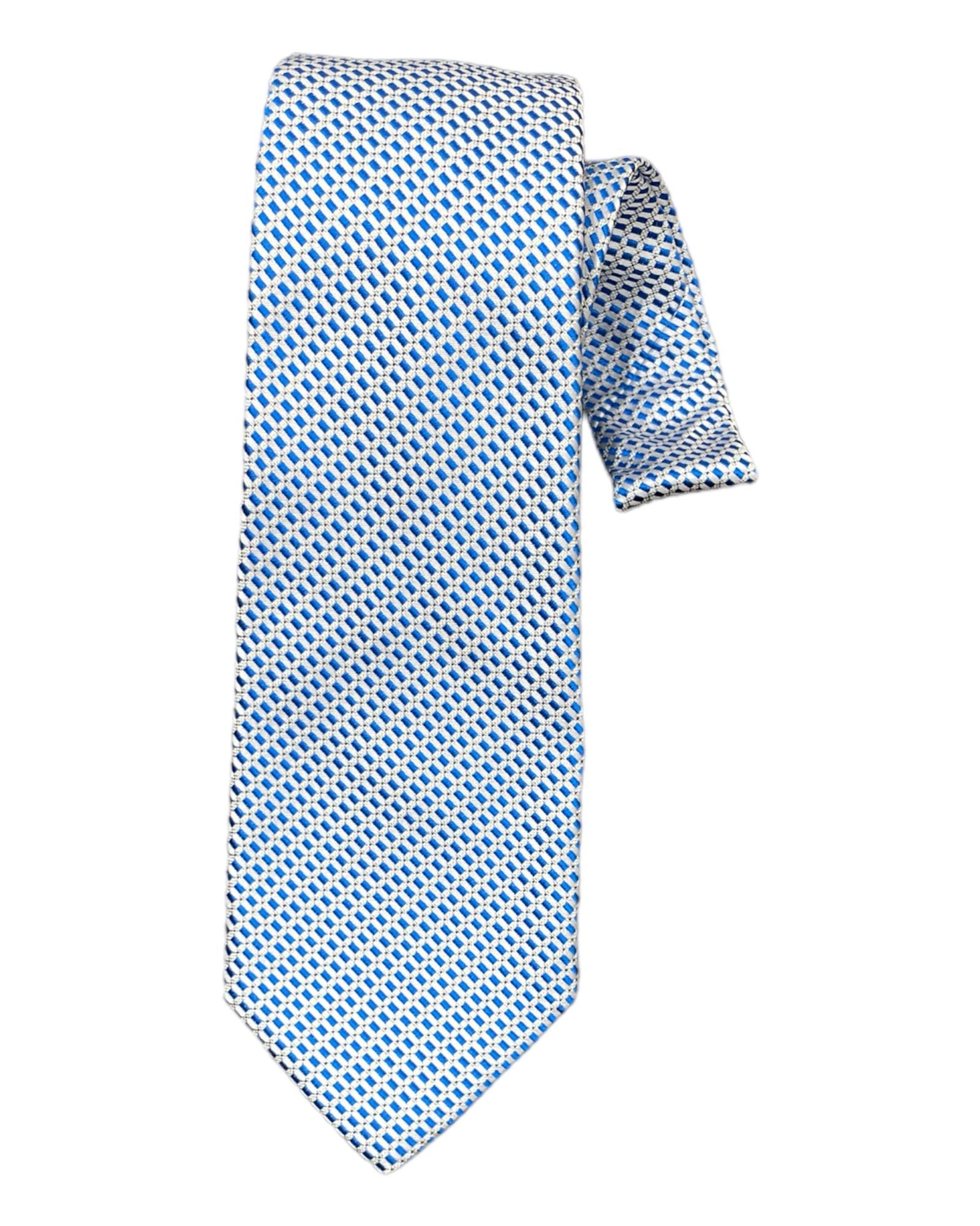 Miniature Geometric Woven Seven-Fold Silk Ties TIESLight Blue