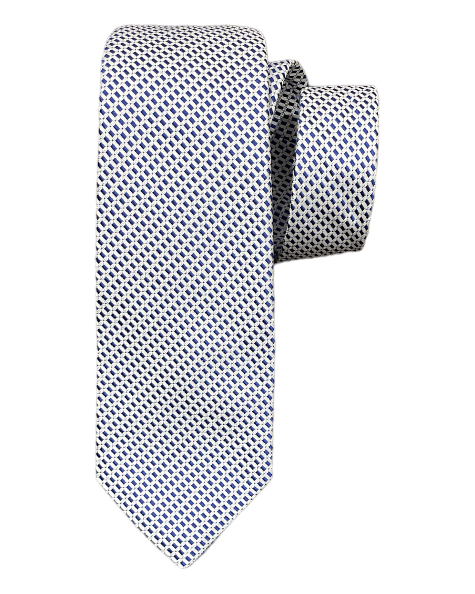 Miniature Geometric Woven Seven-Fold Silk Ties TIESNavy