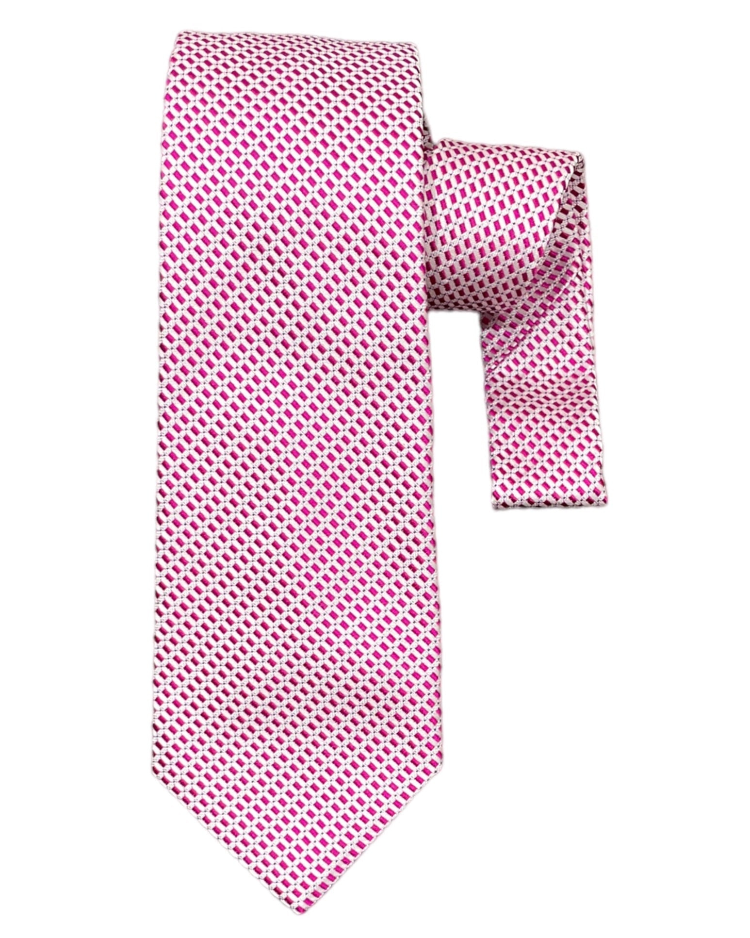 Miniature Geometric Woven Seven-Fold Silk Ties TIESFuchsia