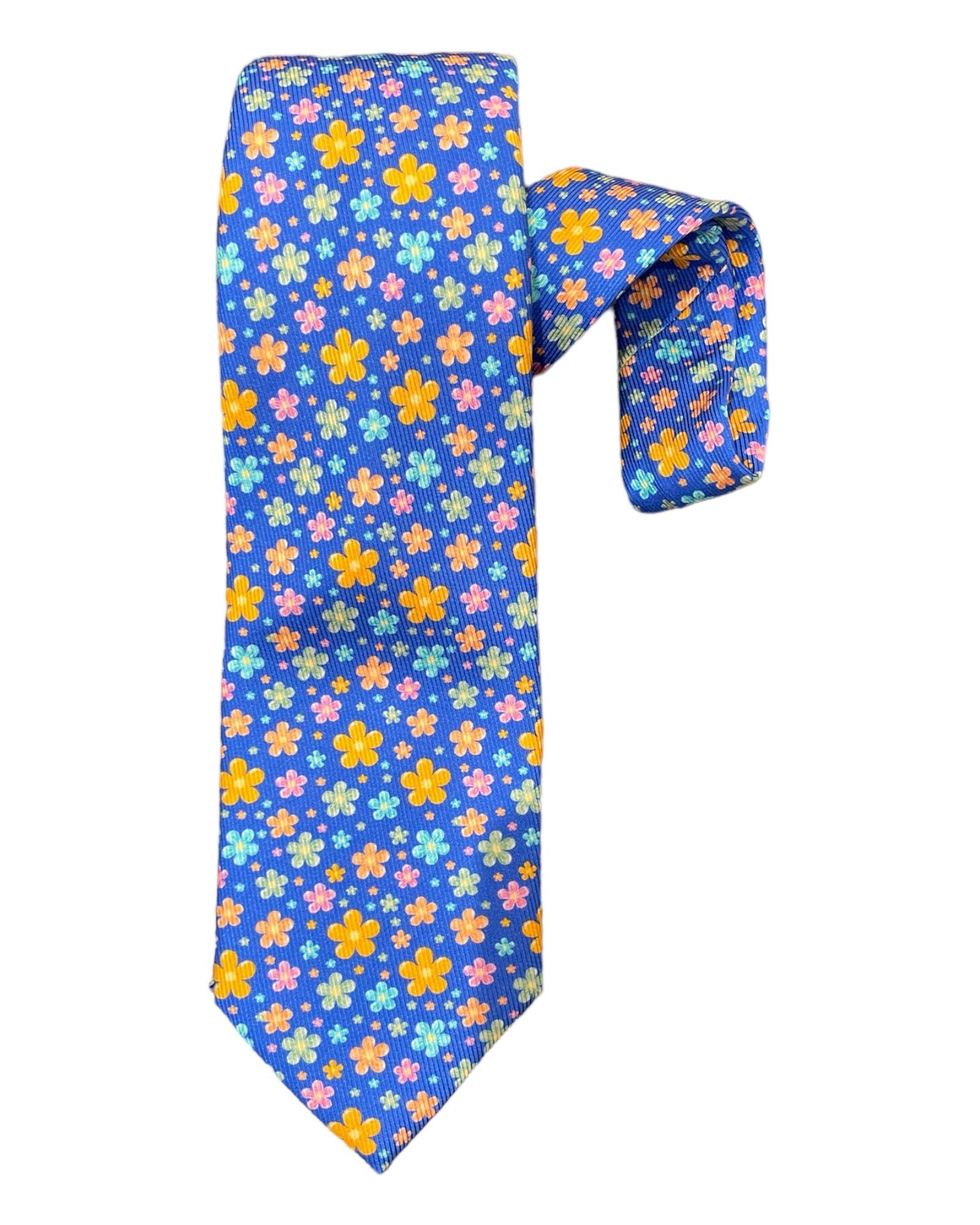 Multi Colour Floral Print 7F Silk Ties TIES &amp; BOWTIESTeal