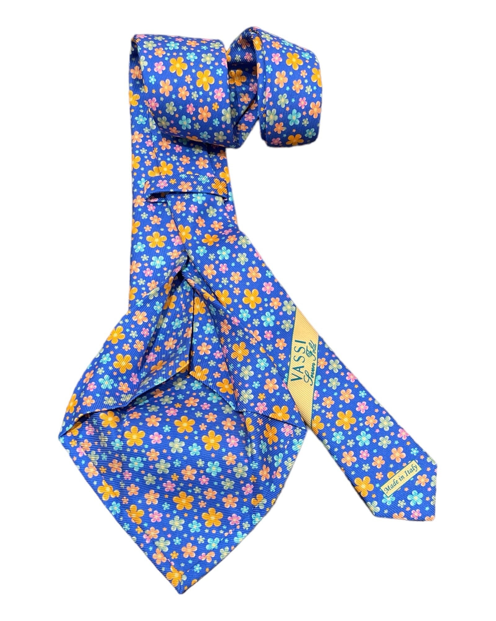 Multi Colour Floral Print 7F Silk Ties TIES & BOWTIESBlue